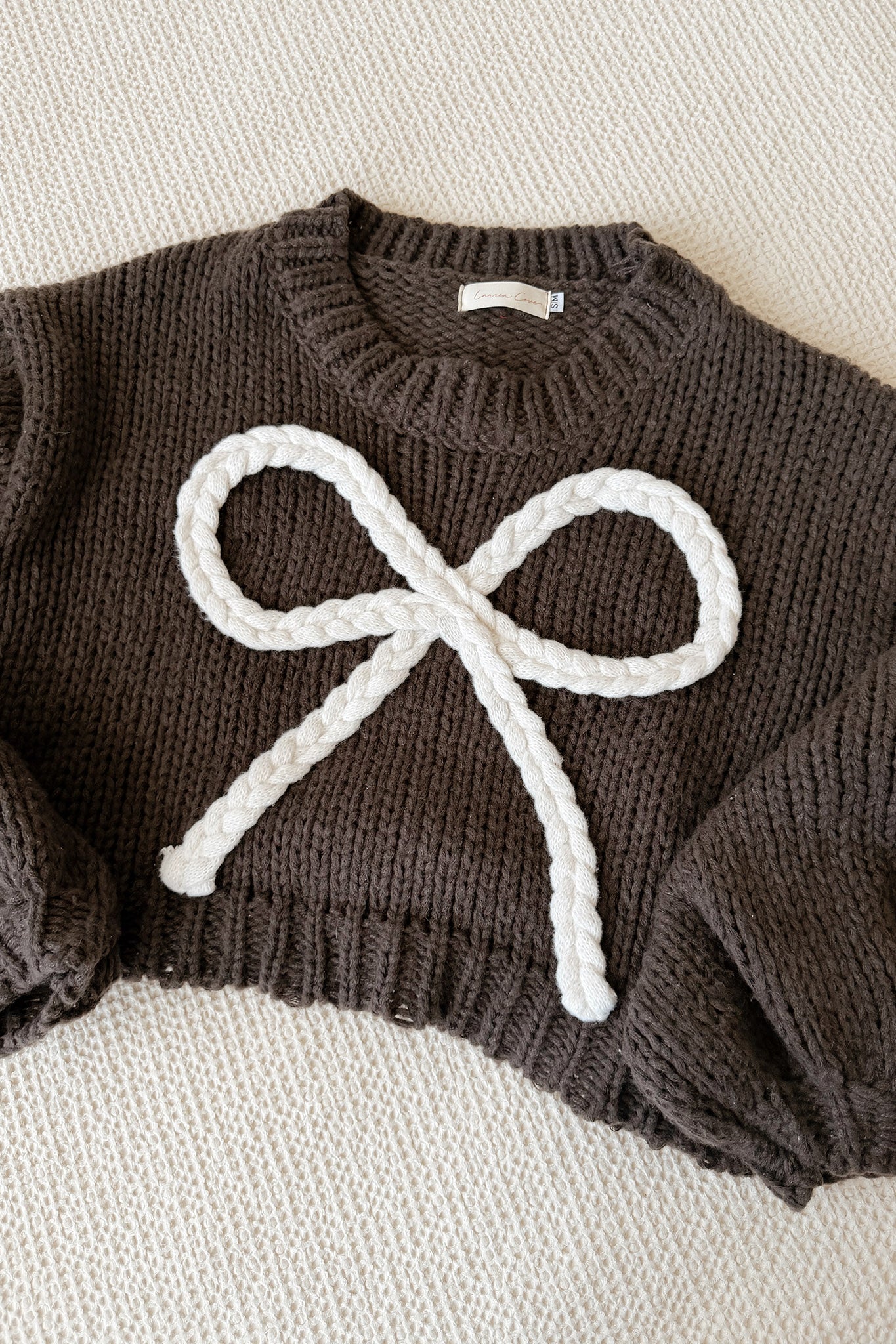 Braided Bow Chunky Knit Sweater