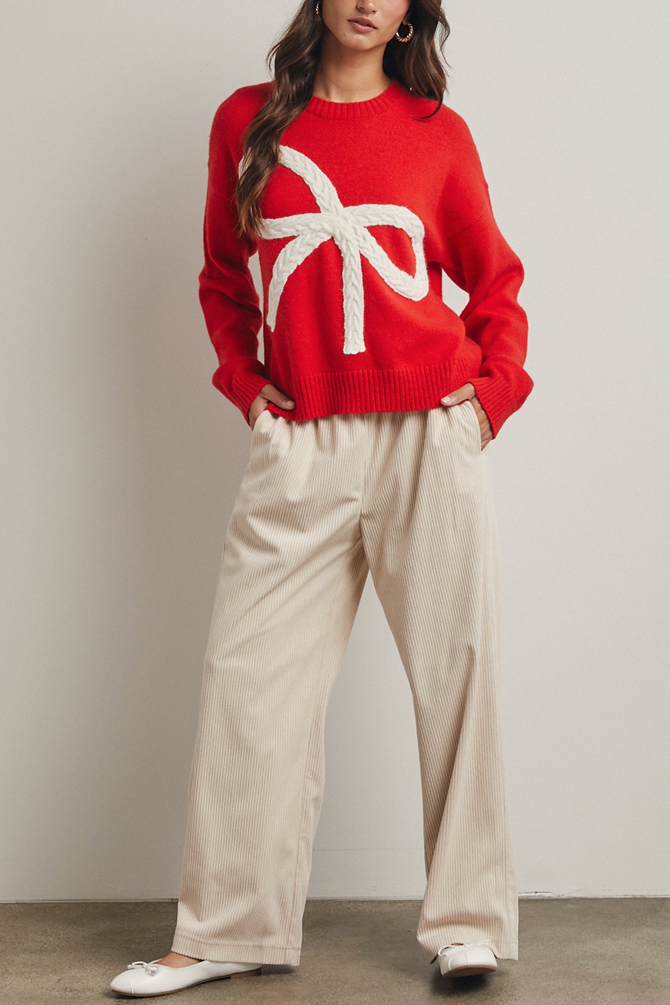 Bow Cable Knit Sweater