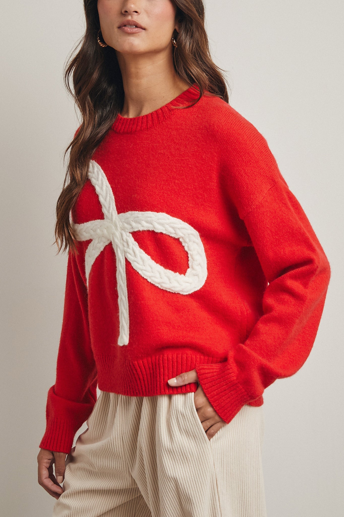 Bow Cable Knit Sweater