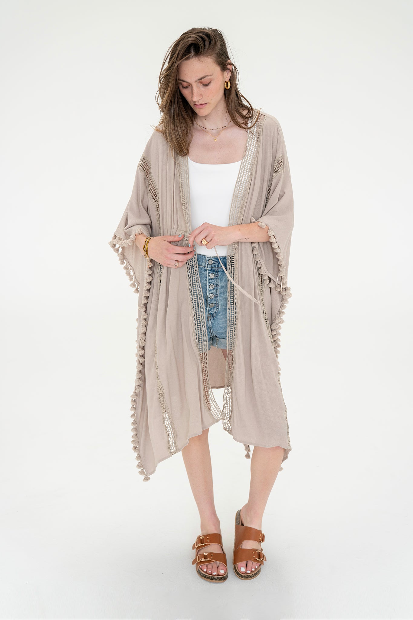 View 3 of Capistrano Tassel Fringe Duster, a Duster from Larrea Cove. Detail: .