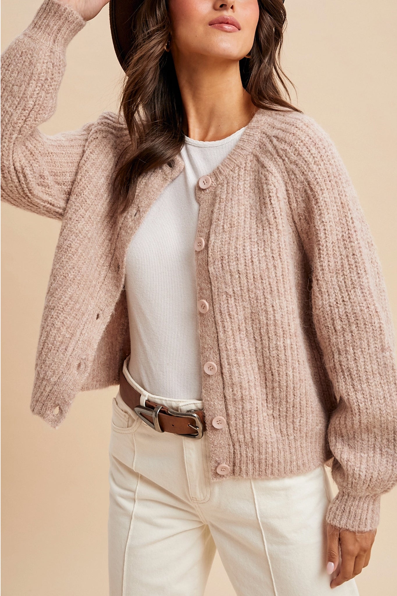 Dusty Rose Knit Cardigan