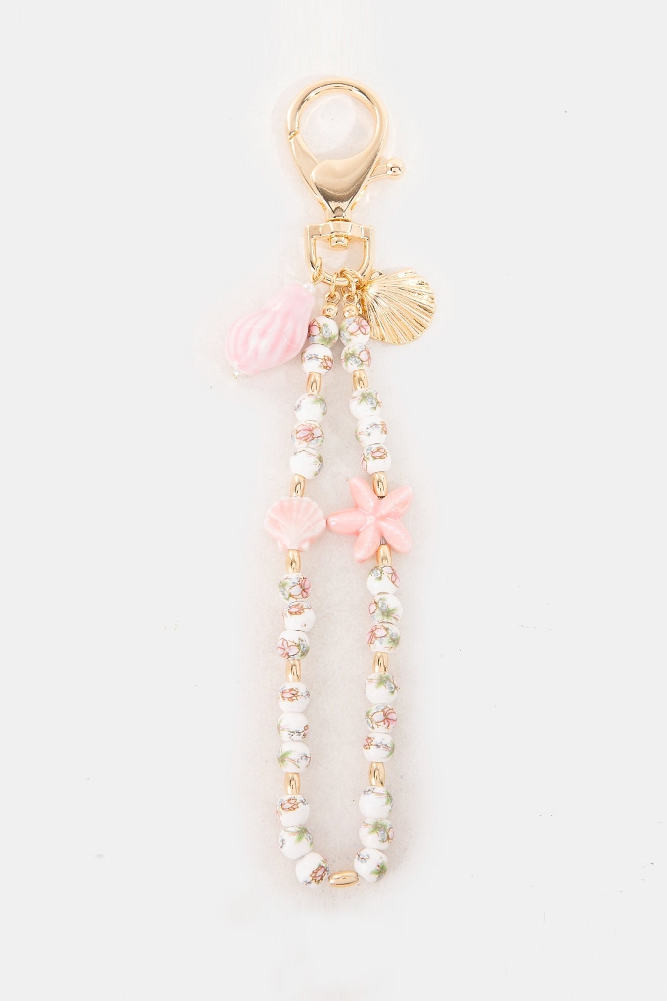 Pink Blossom Beaded Bag Charm