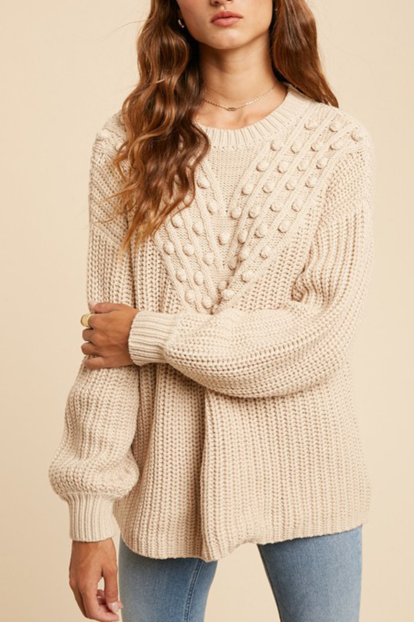 Cozy Pom Chevron Sweater