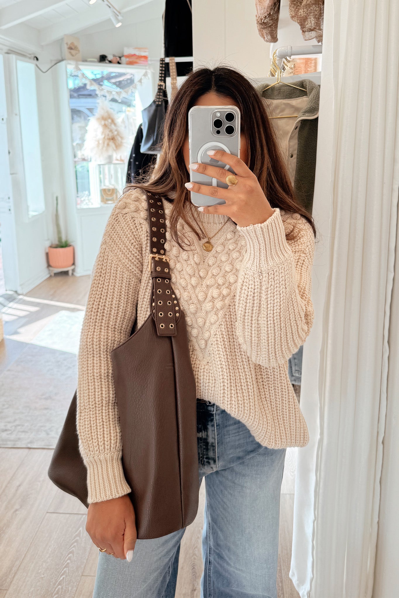 Cozy Pom Chevron Sweater