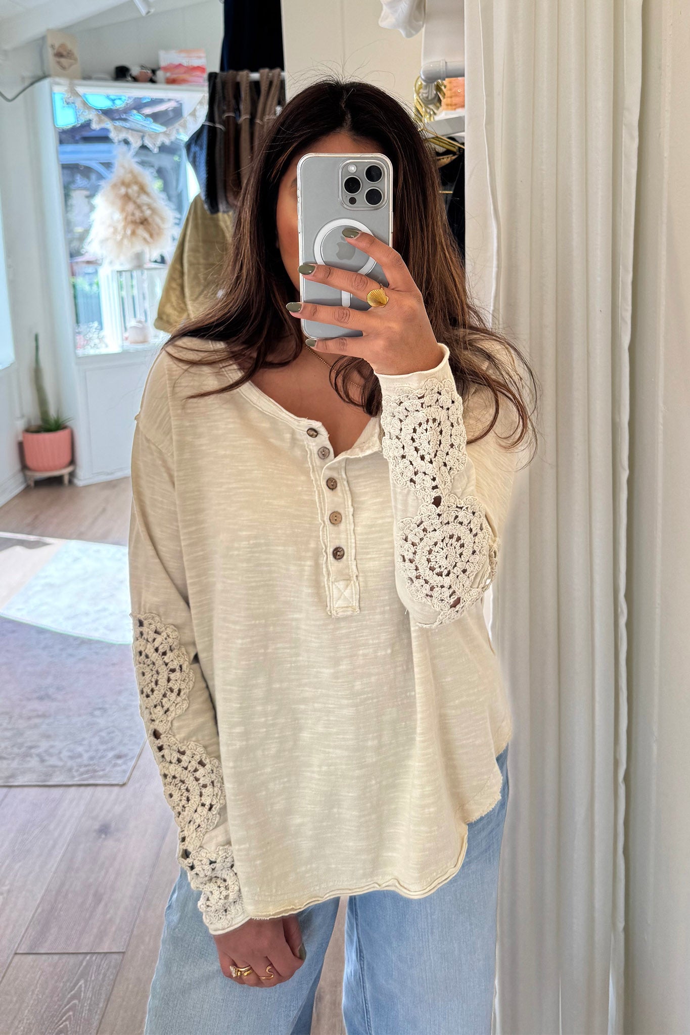 Crochet Cuff Henley Top