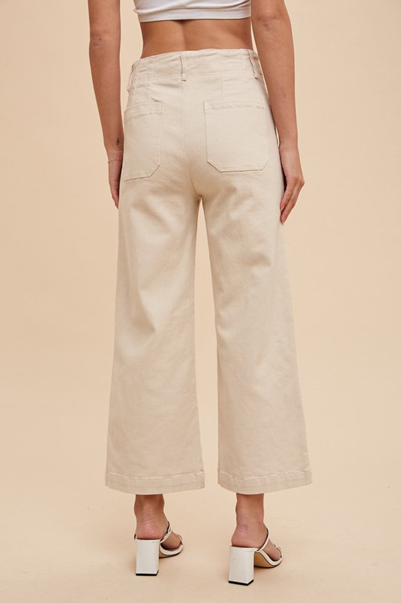 Cropped Stretch Twill Wide Leg Pants