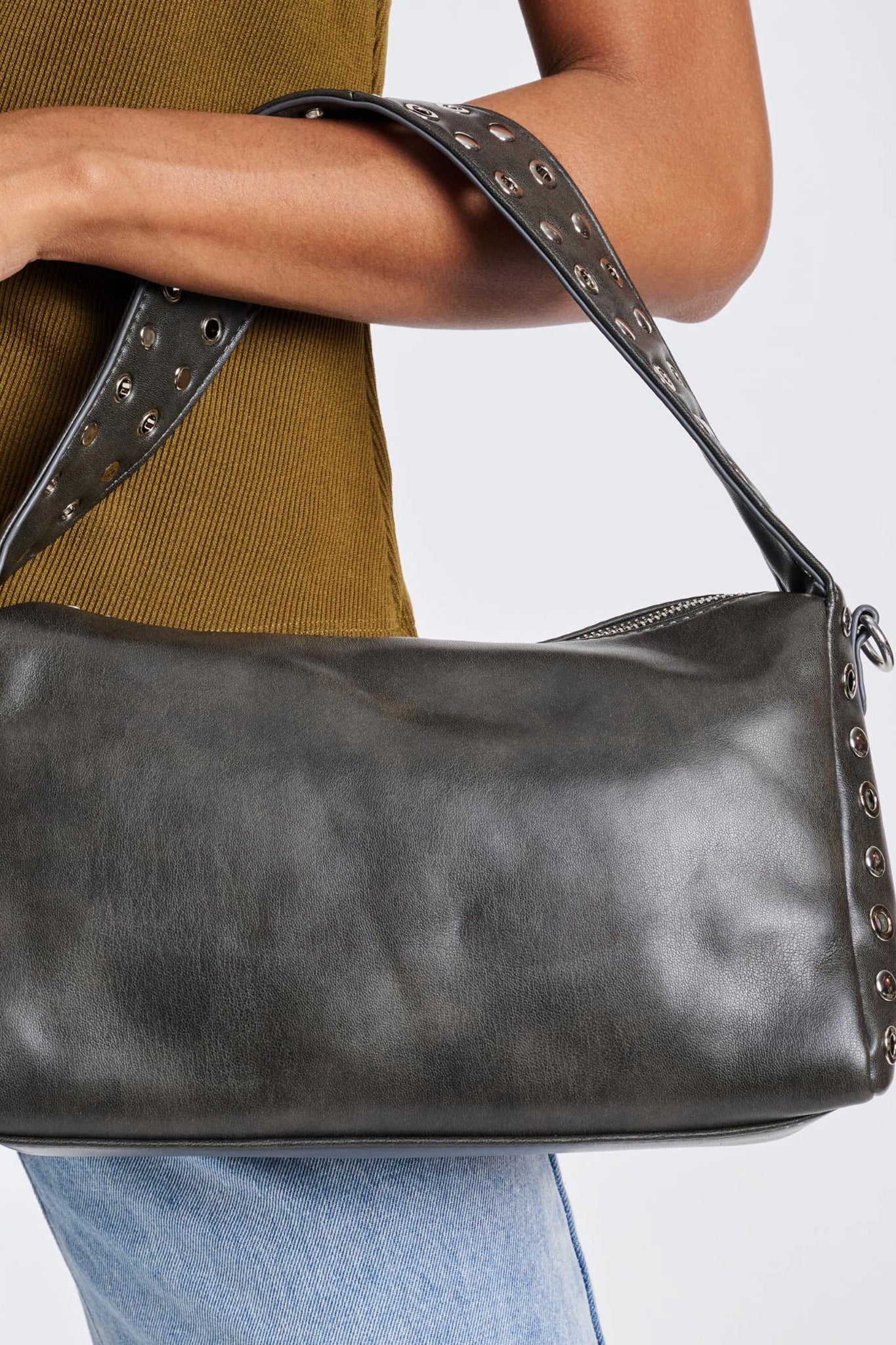 Silver Sands Studded Shoulder Bag in Gunmetal