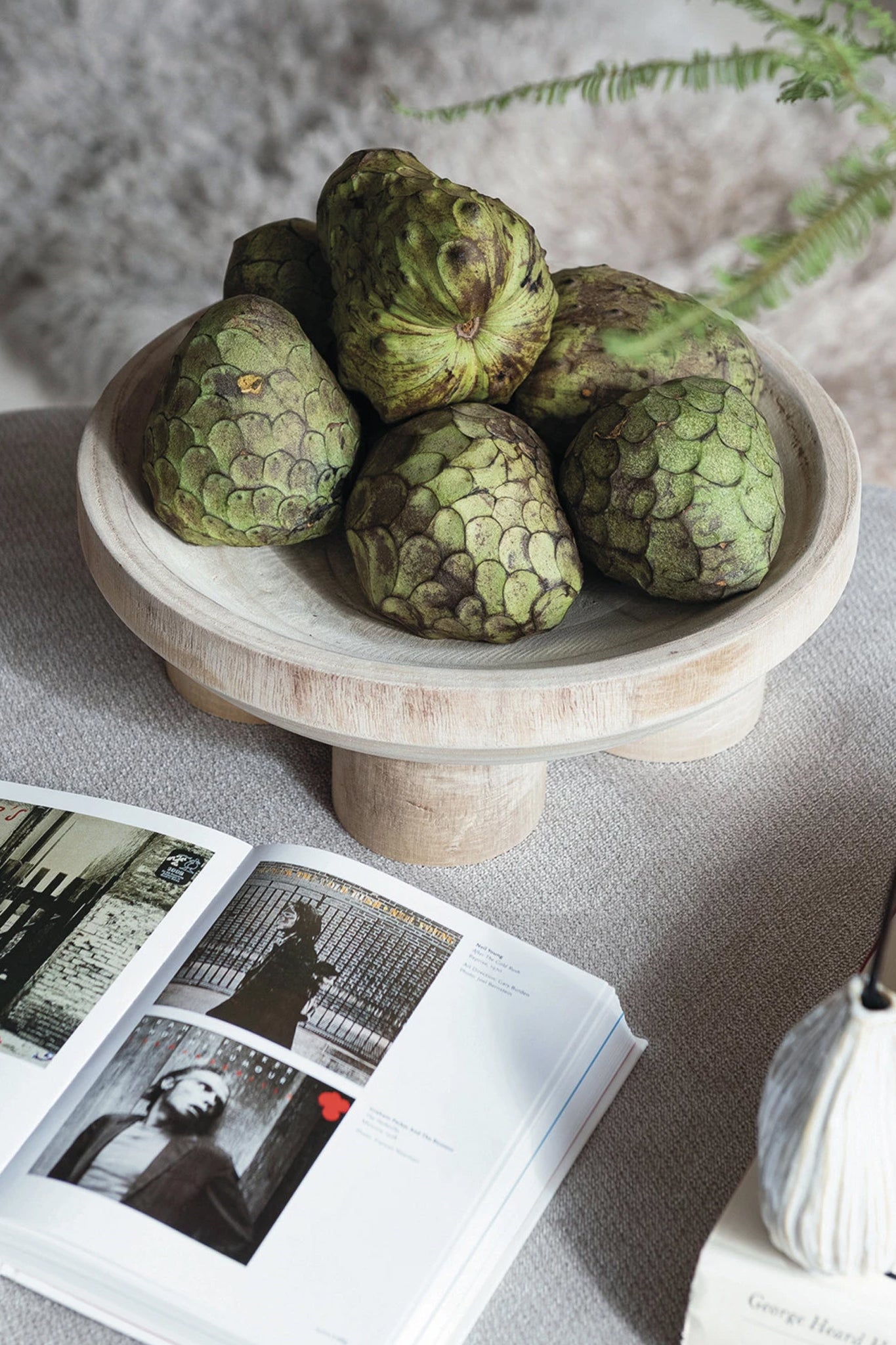 Desert Grove Footed Wood Bowl