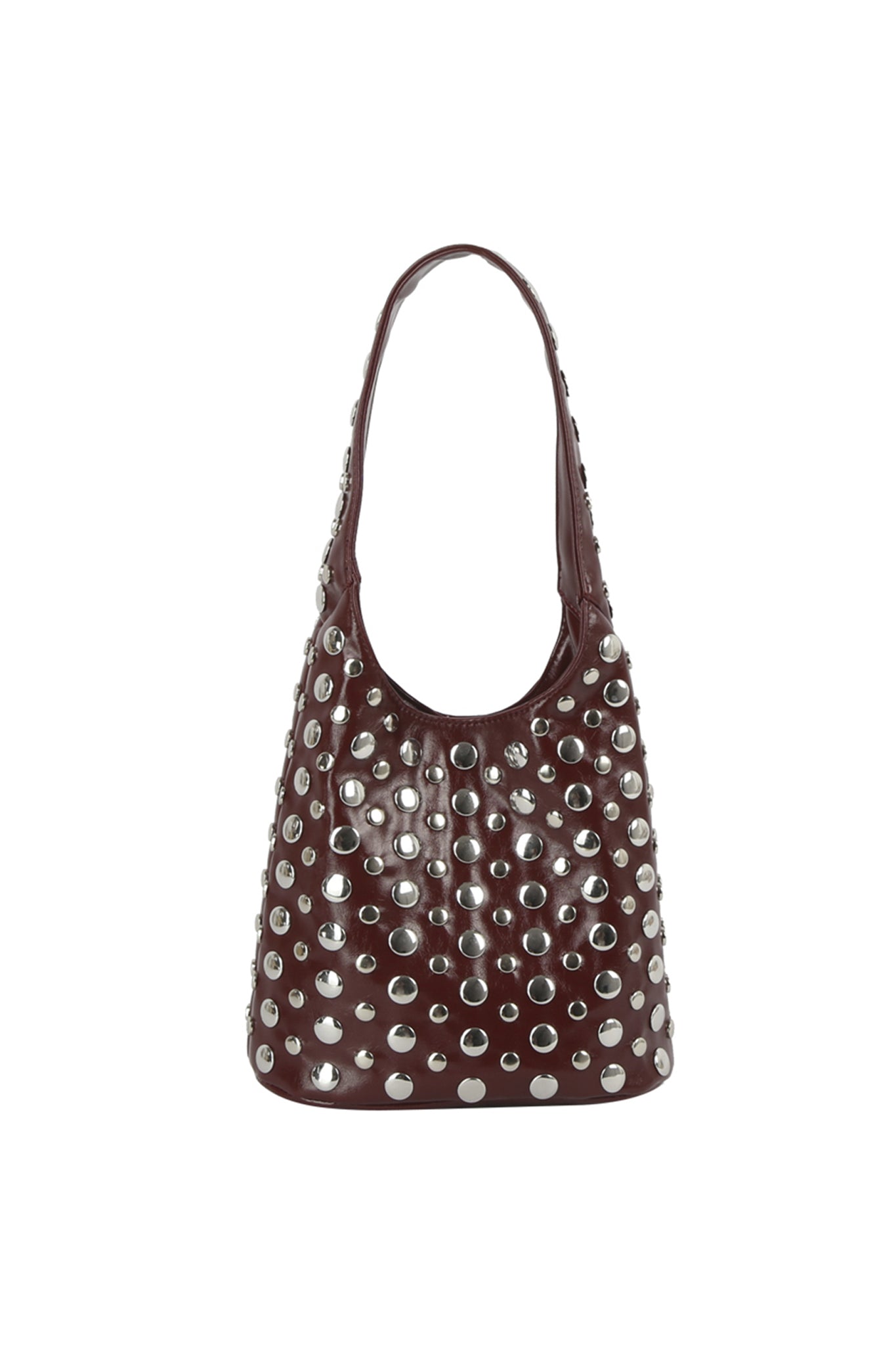 Desert Moon Studded Shoulder Bag in Burgundy