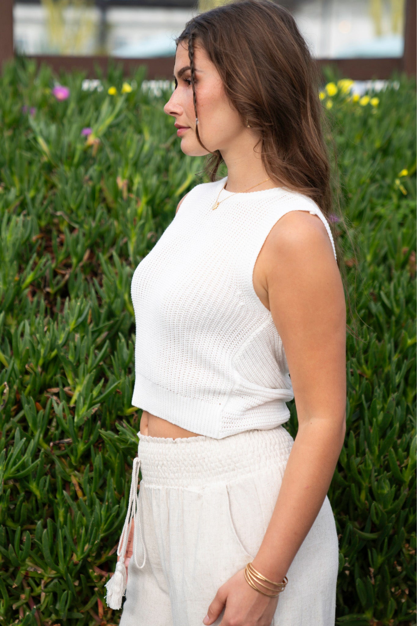Desert Willow Knit Top in Off White