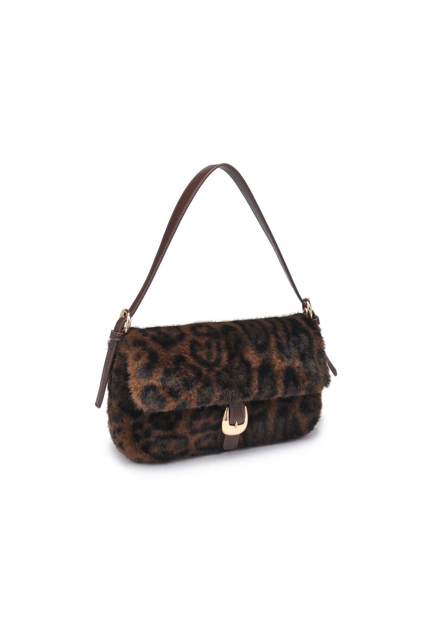 Faux Fur Shoulder Bag in Leopard