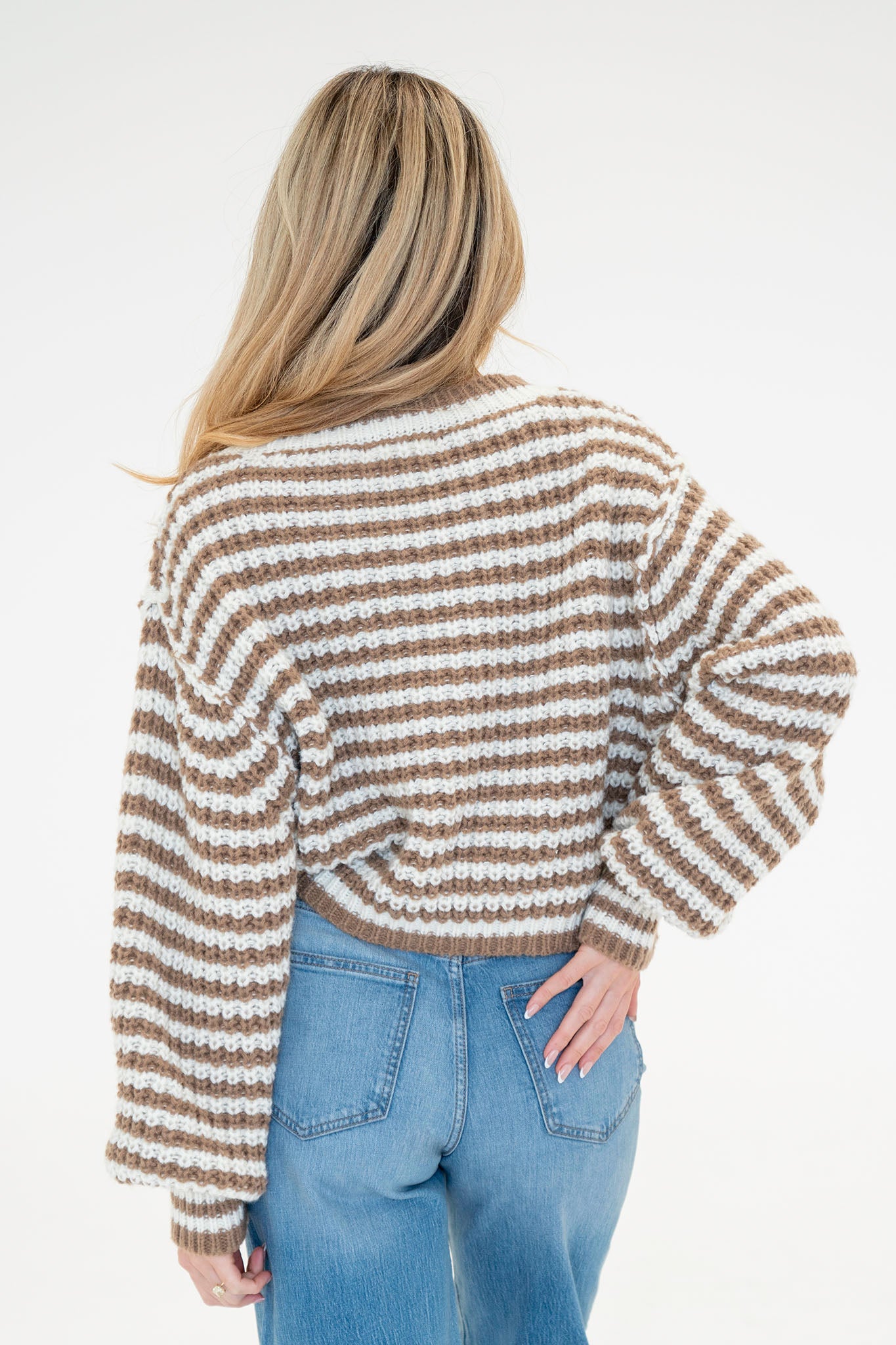 View 3 of Franklinia Striped Sweater, a Sweaters from Larrea Cove. Detail: .
