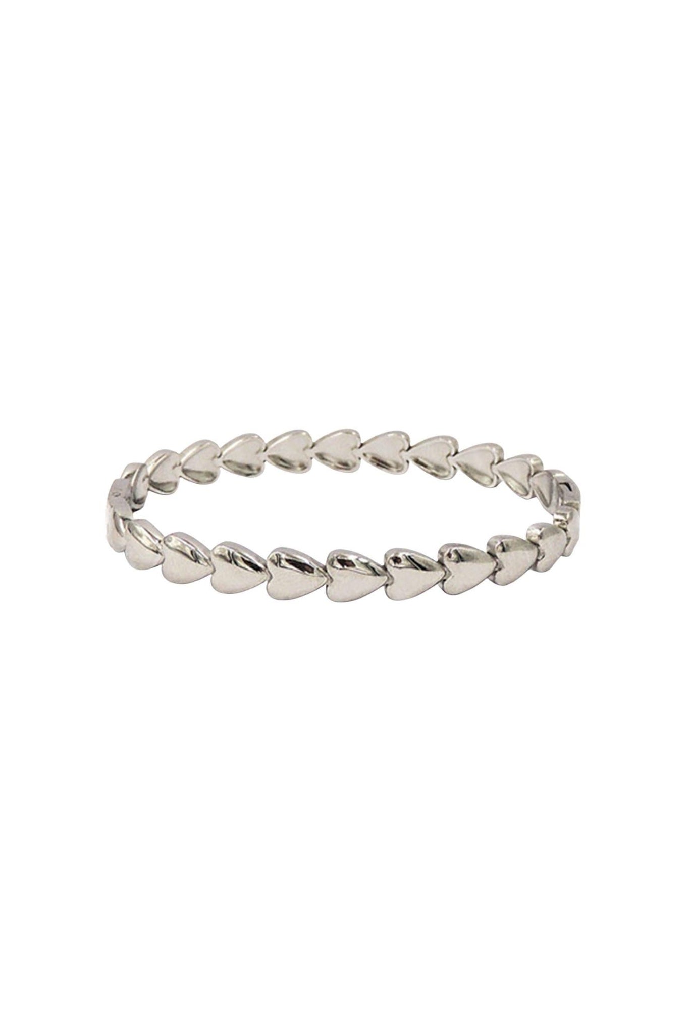 Mini Heart Chain Bangle Bracelet in Silver