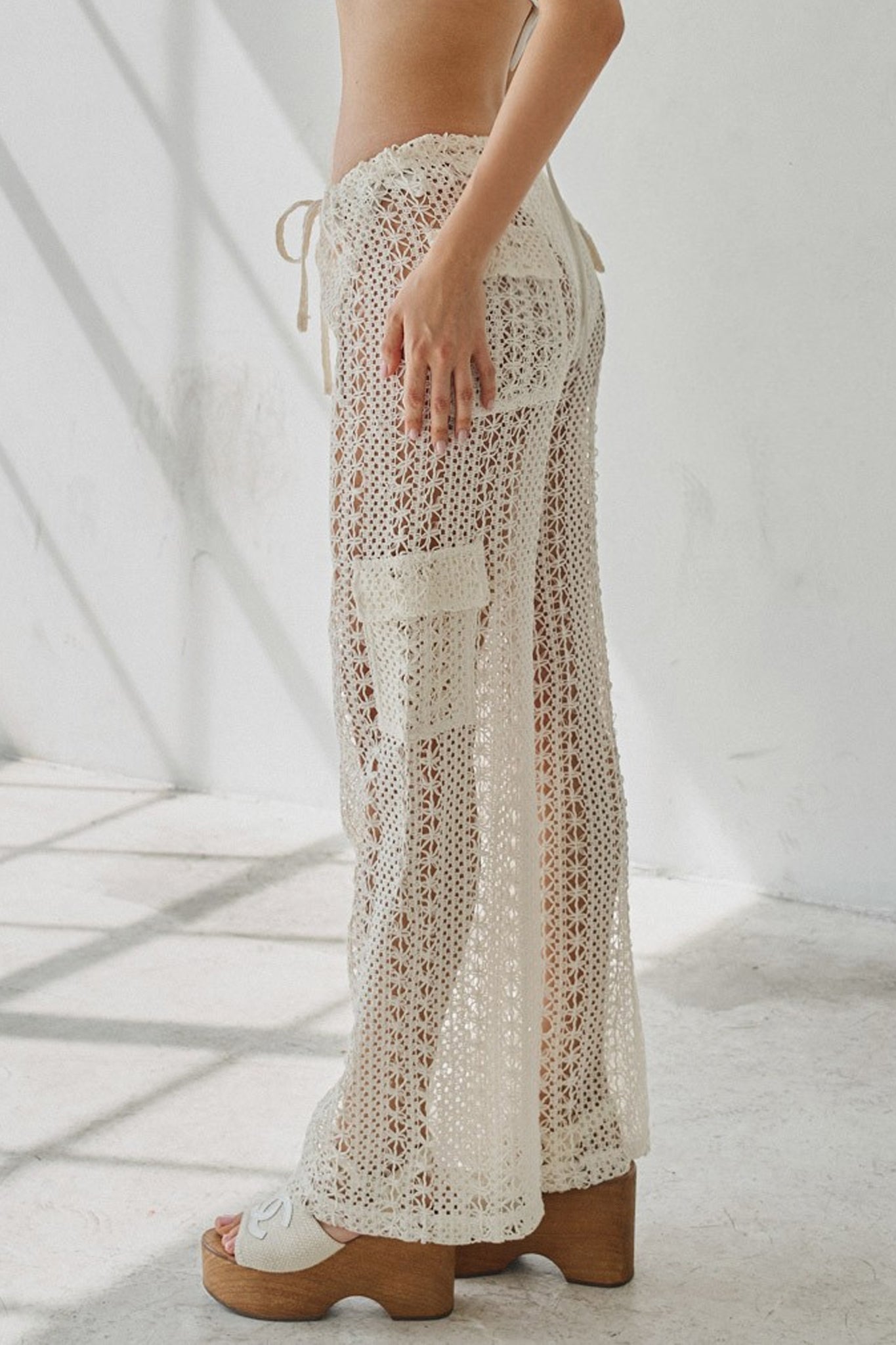 Crochet Low Waisted Cargo Pants