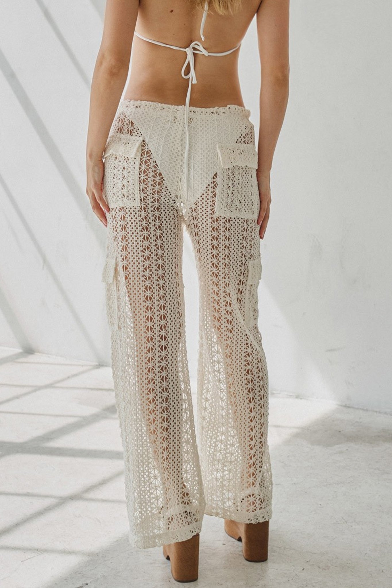 Crochet Low Waisted Cargo Pants