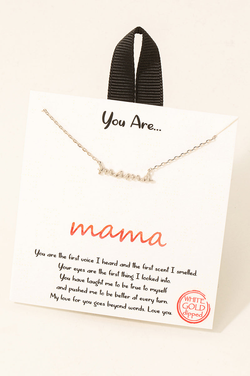 Mama Pendant Necklace in White Gold