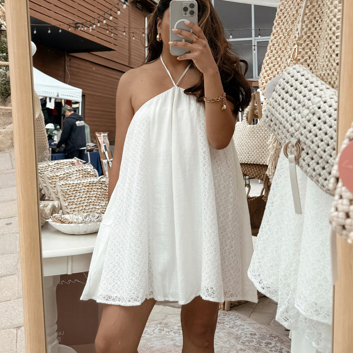 Lace Halter Mini Dress