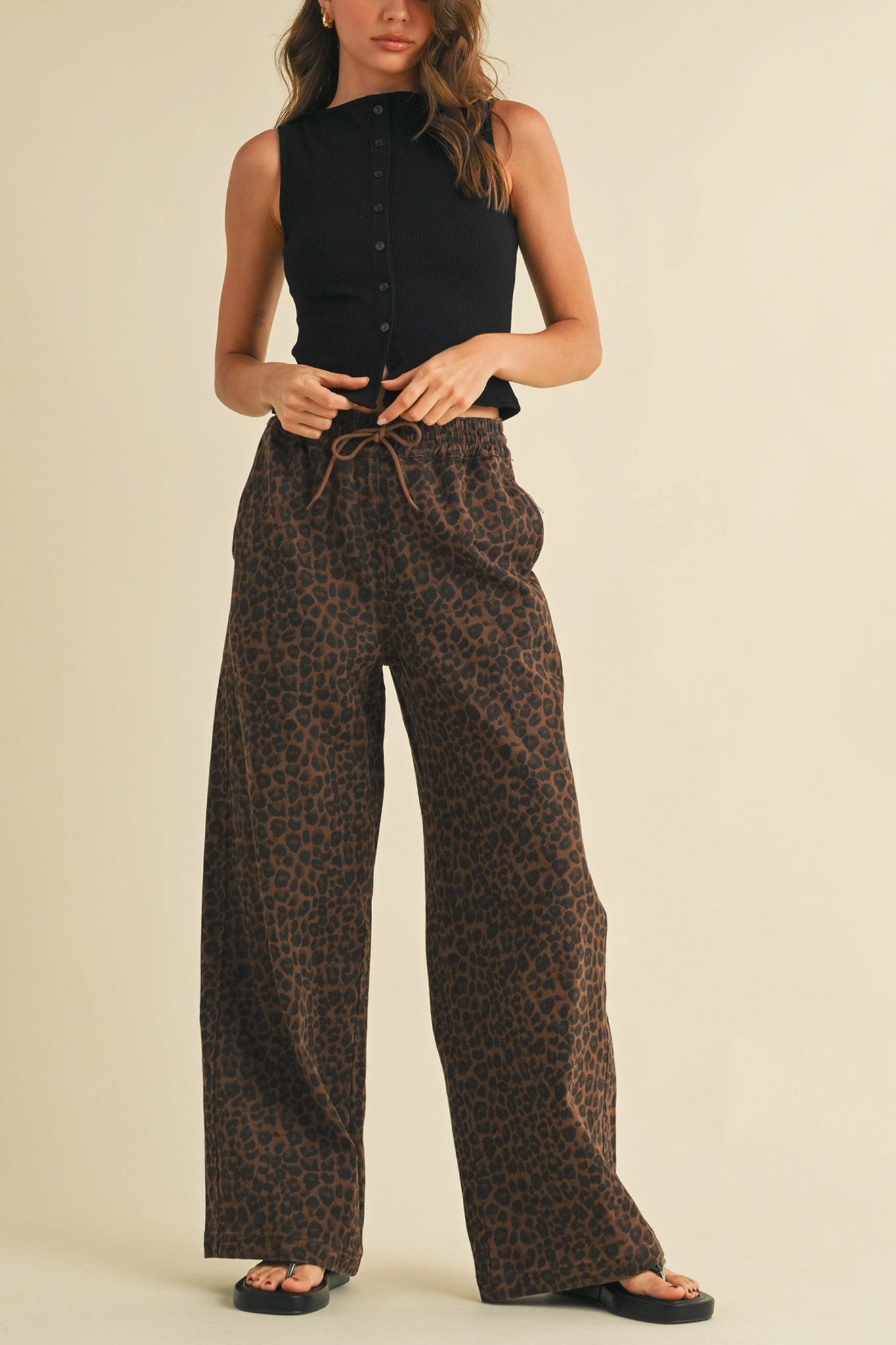 Leopard Denim Track Pants