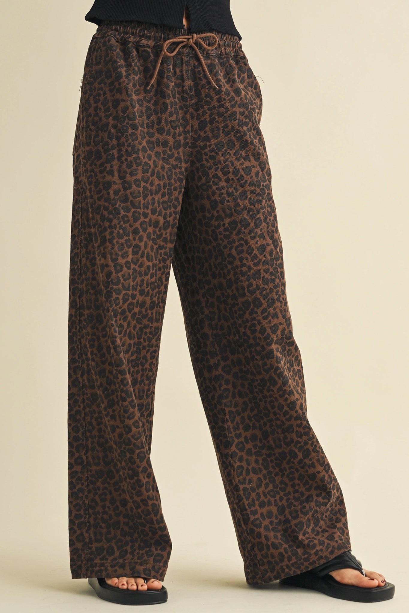 Leopard Denim Track Pants