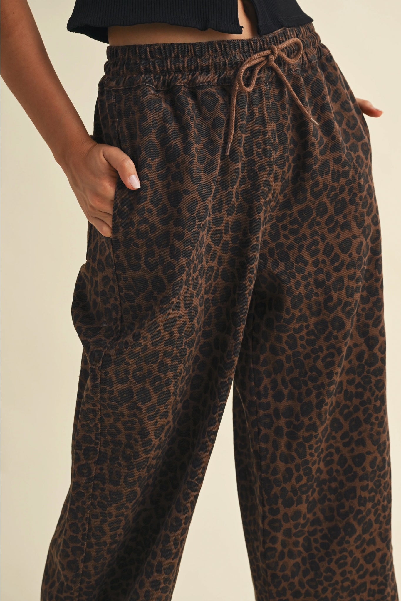 Leopard Denim Track Pants