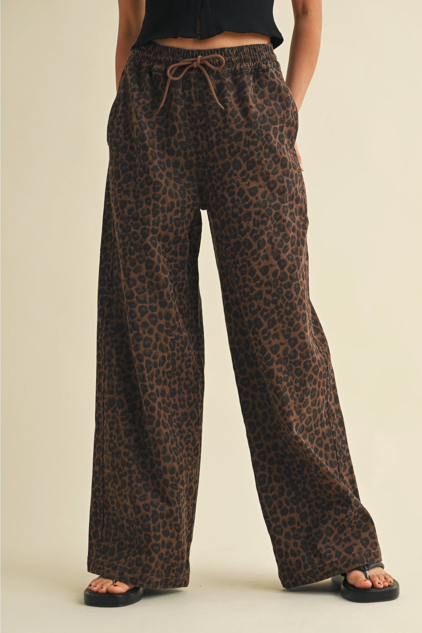Leopard Denim Track Pants