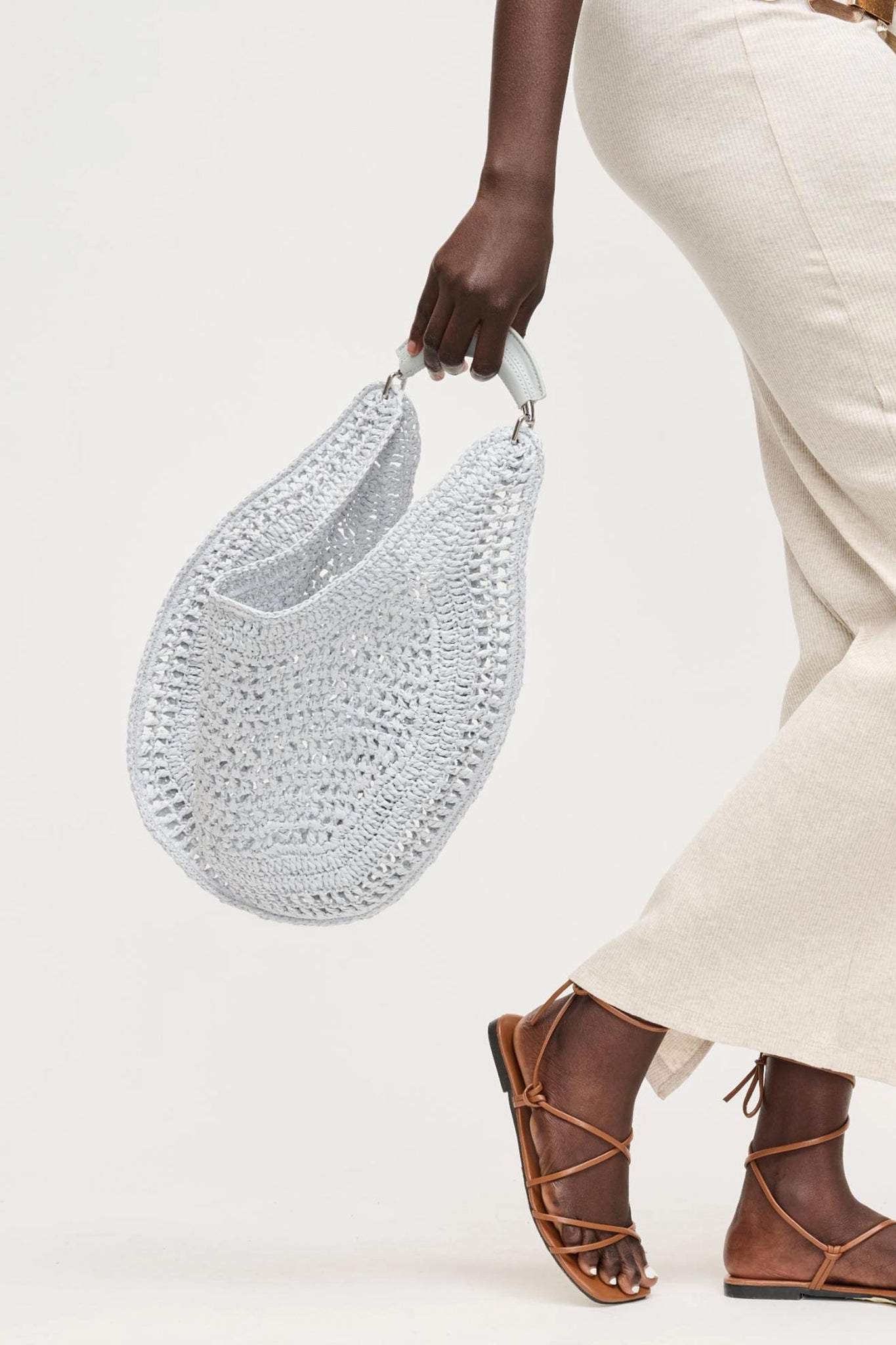 Marisol Crochet Hobo Bag in Ice Blue