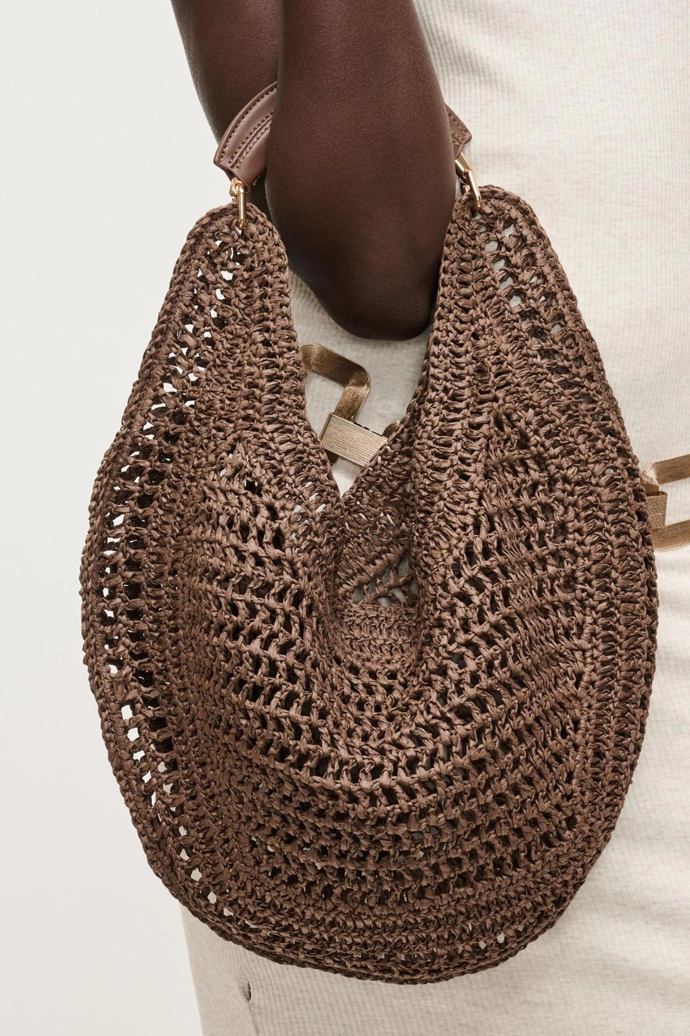 Marisol Crochet Hobo Bag in Chocolate