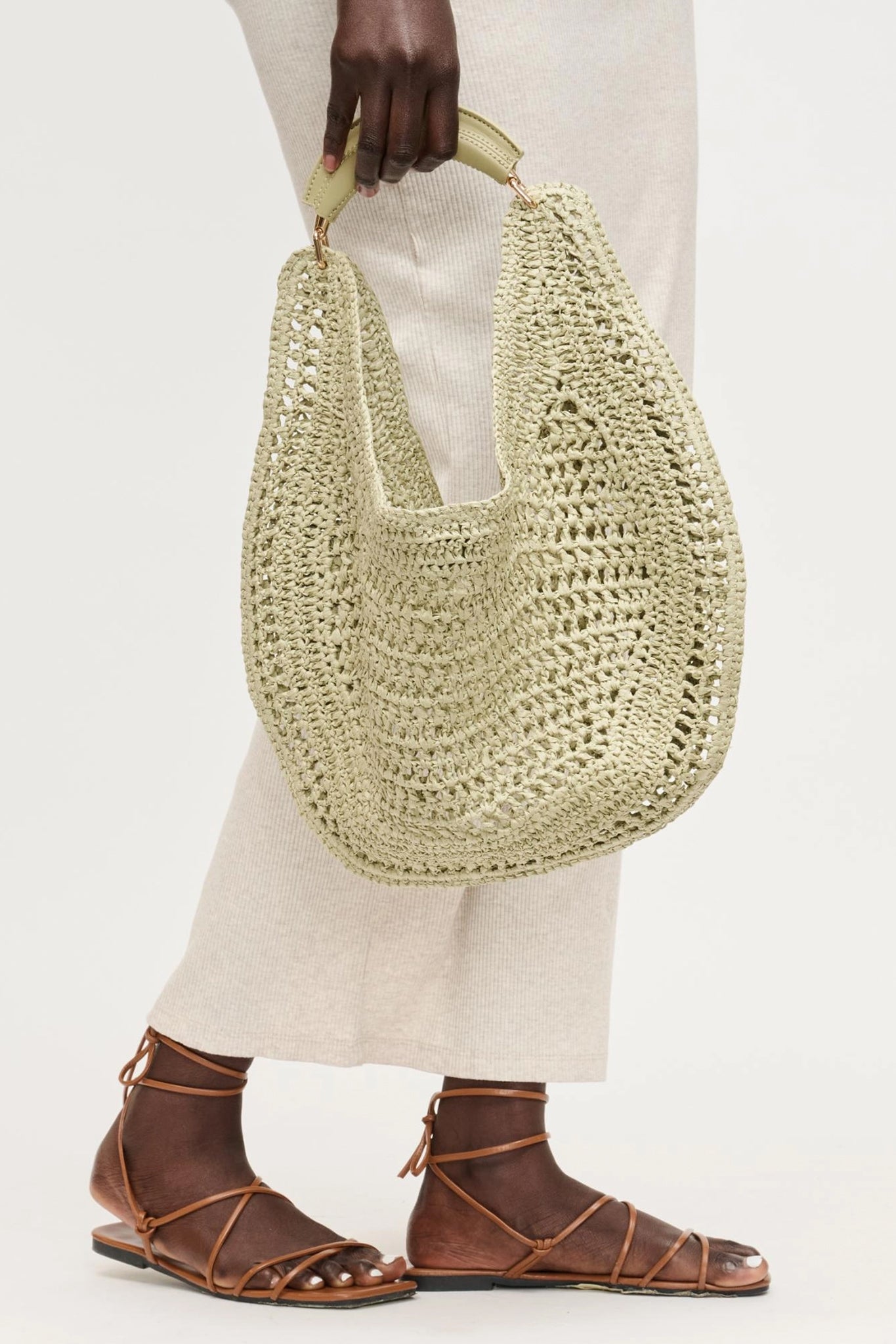 Marisol Crochet Hobo Bag in Sage