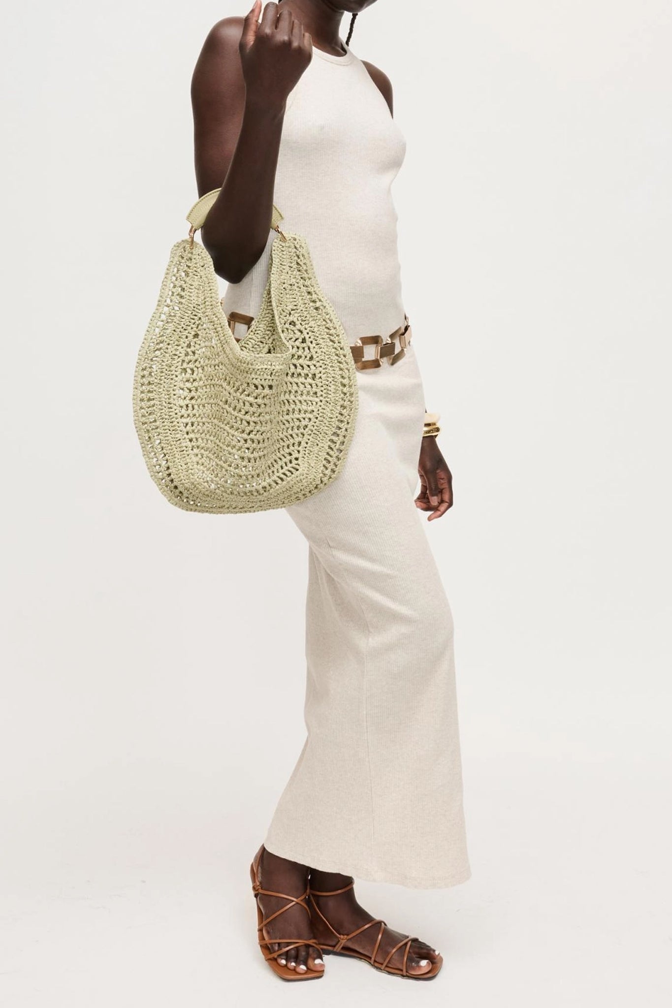 Marisol Crochet Hobo Bag in Sage