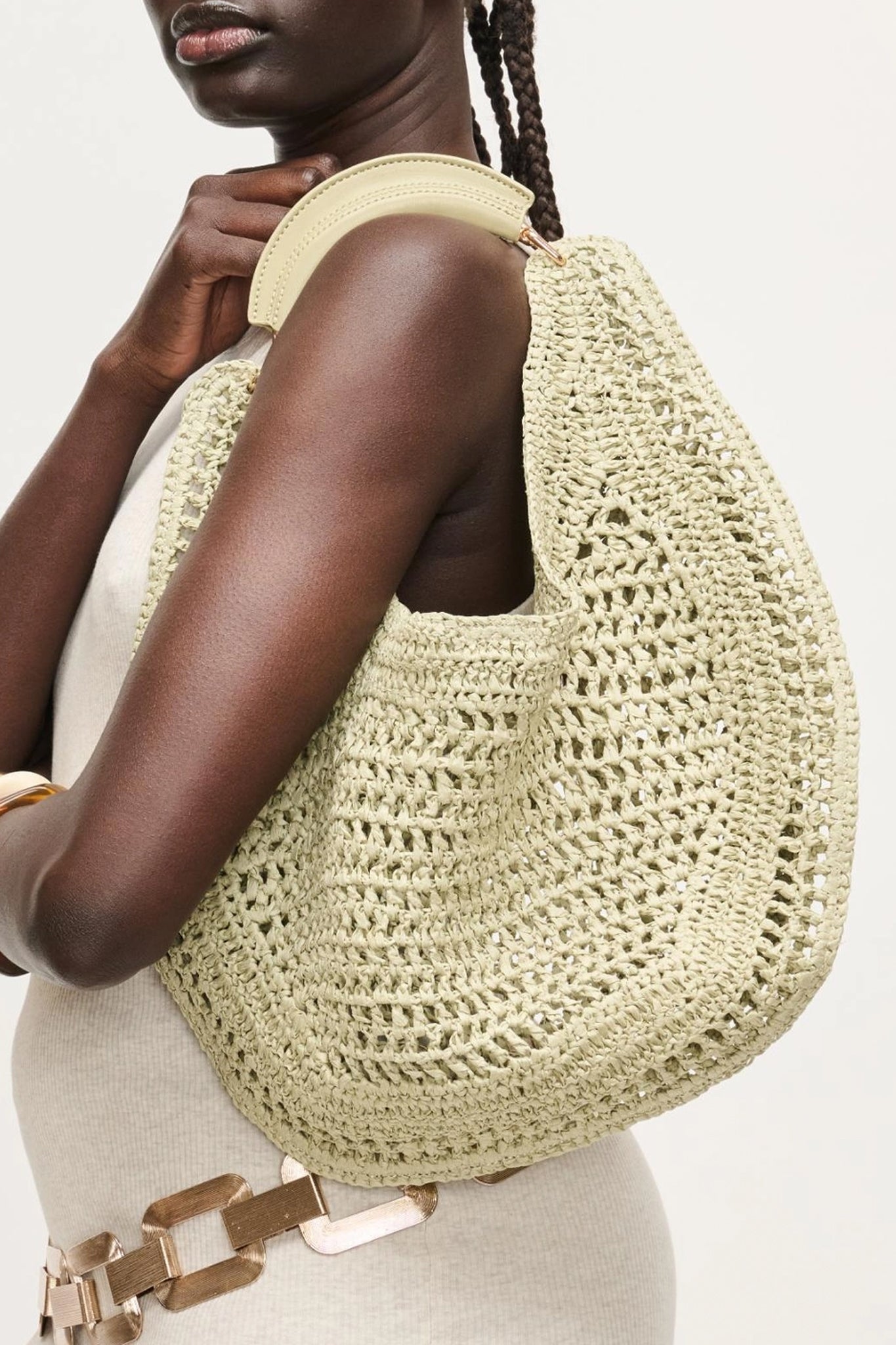 Marisol Crochet Hobo Bag in Sage