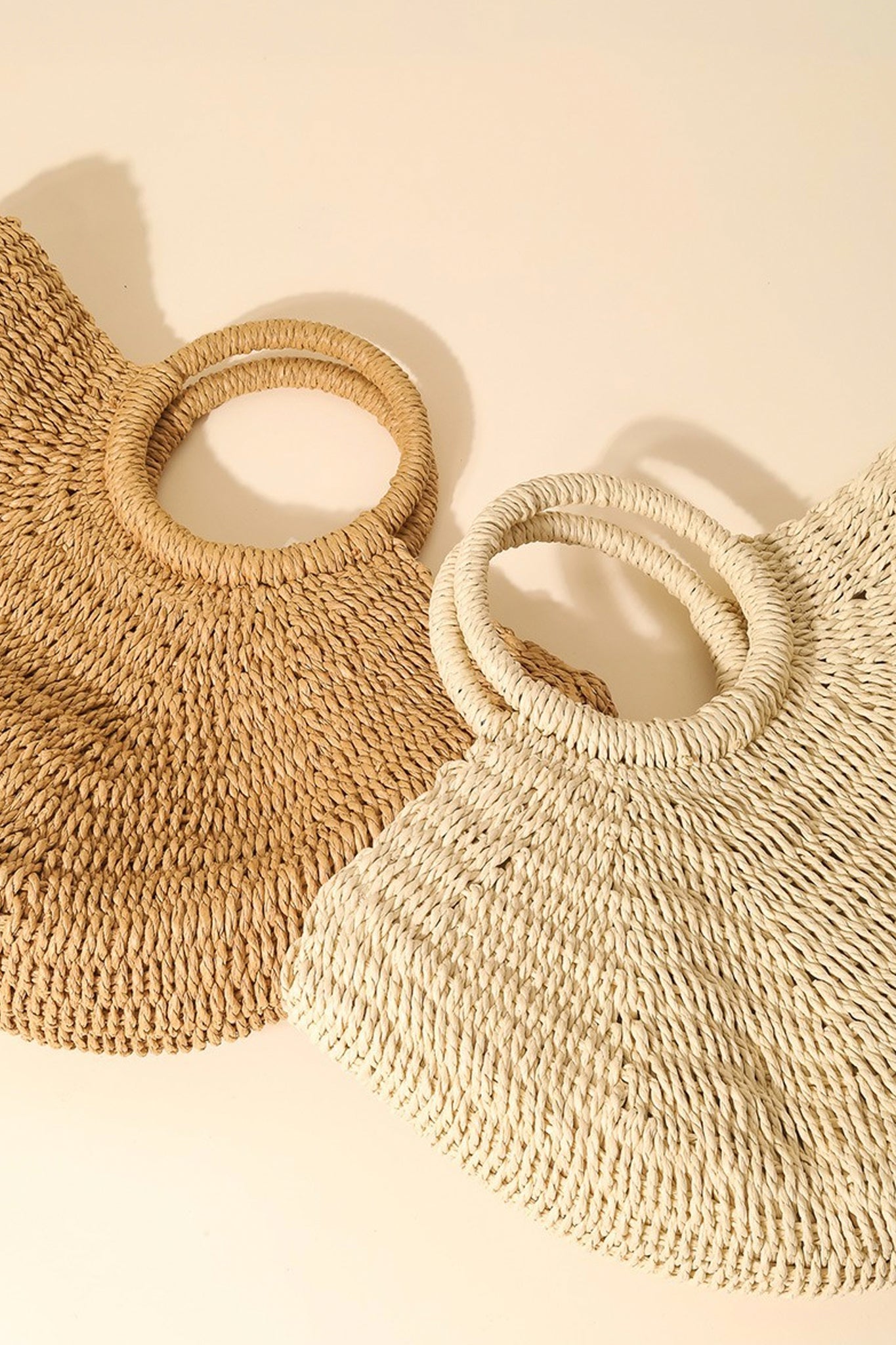 Marra Circle Handle Straw Bag in Ivory