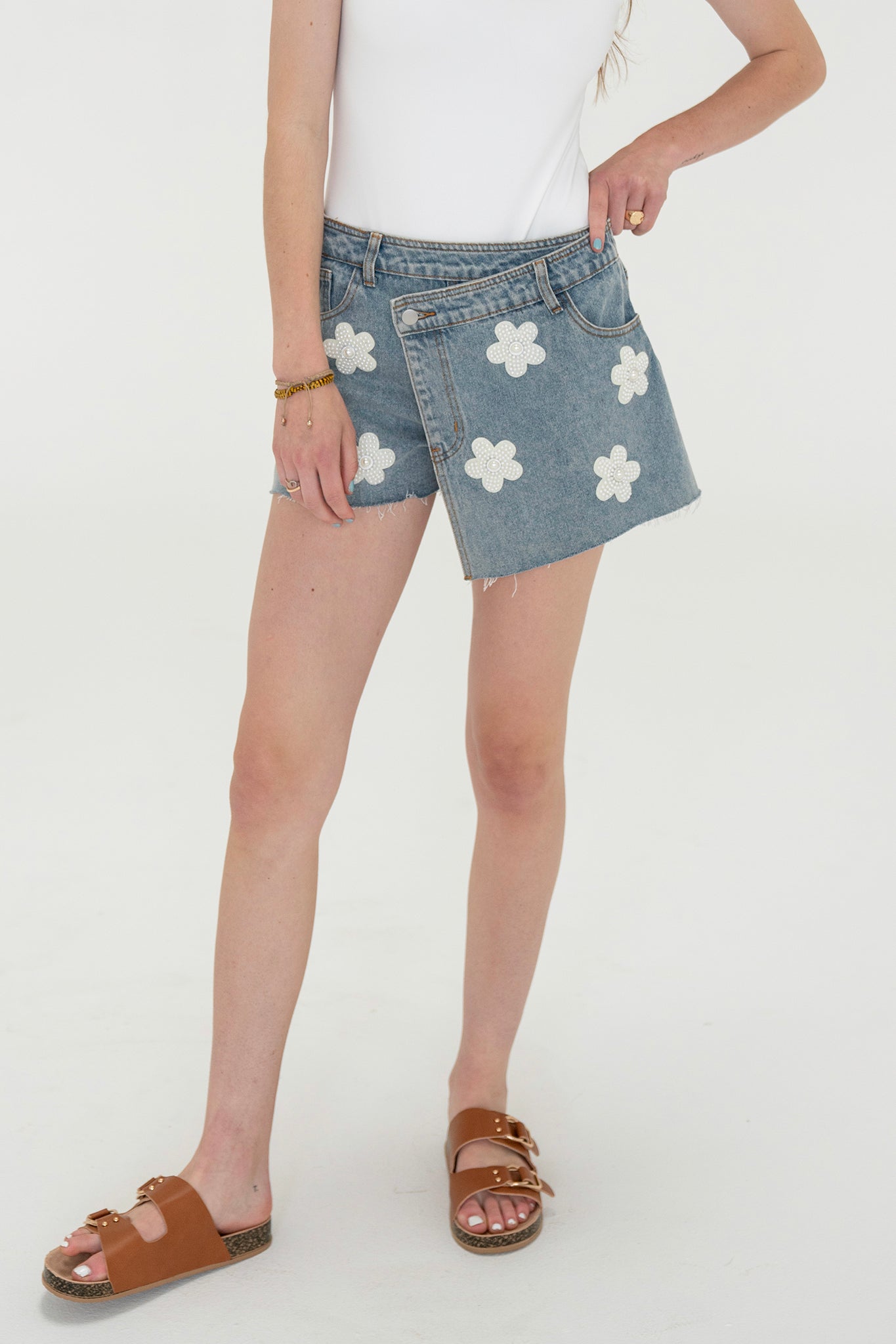 View 2 of Mohave Wrap Denim Skort, a Jeans from Larrea Cove. Detail: .