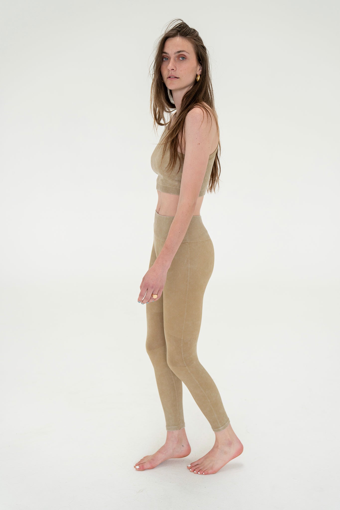 View 3 of Mono Ribbed Cropped Tank, a Tops from Larrea Cove. Detail: .