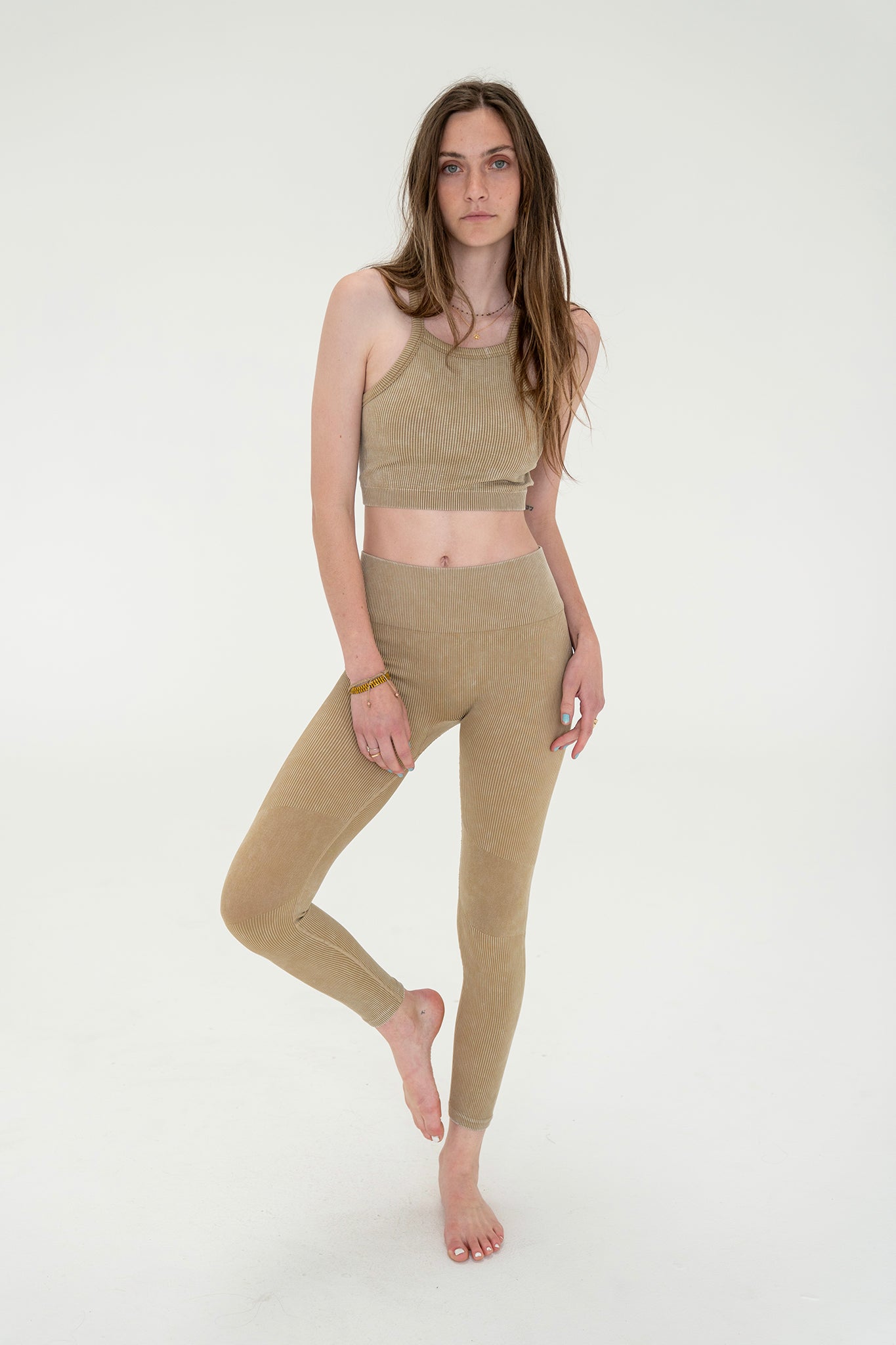 View 3 of Mono Ribbed Leggings, a Pants from Larrea Cove. Detail: .