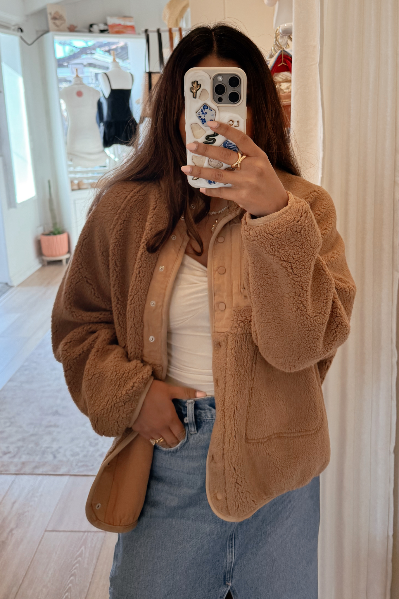 Oversized Fleece Jacket in Camel