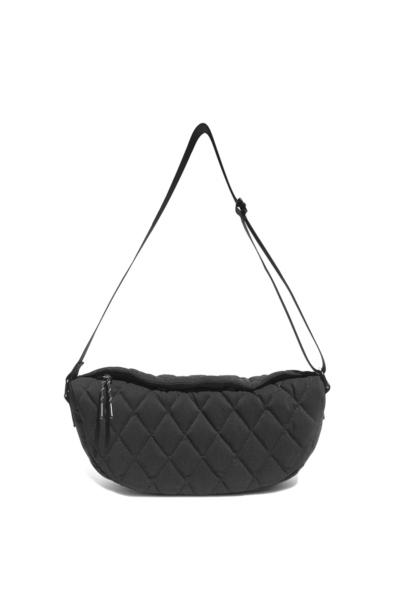 View 1 of Quilted Zipper Crossbody Bag in Black, a Bags from Larrea Cove. Detail: .