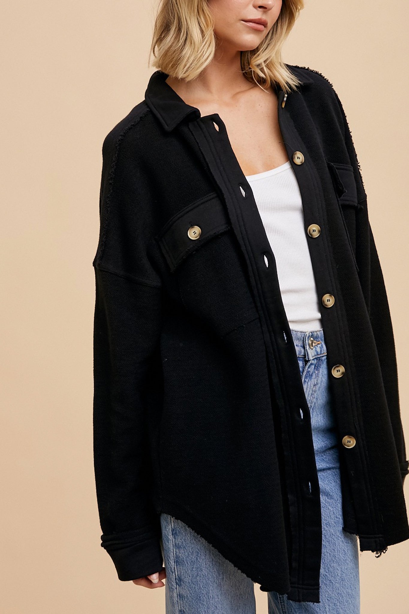 Relaxed Button Front Sweatshirt