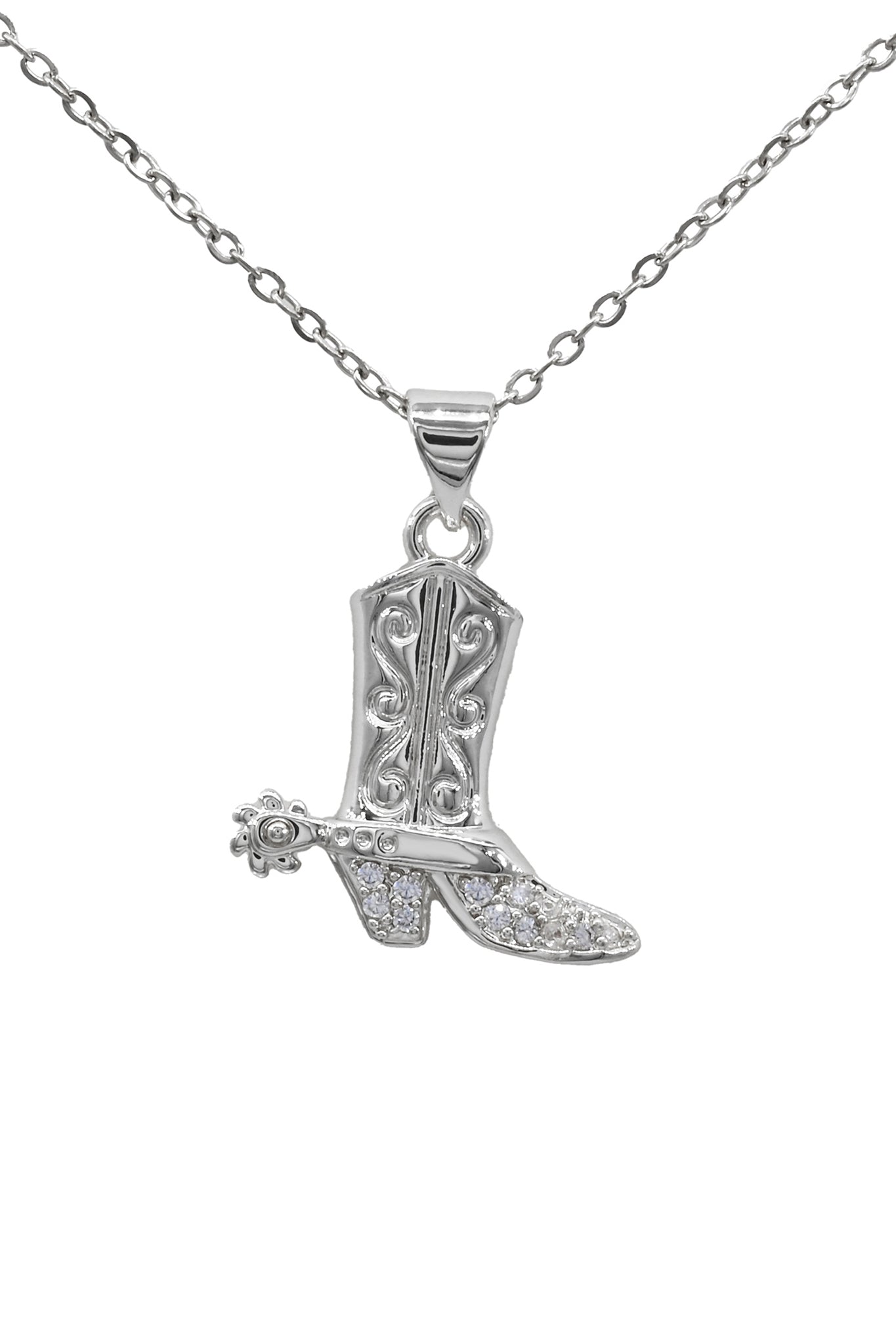 Rodeo Nights Boot Necklace in Silver