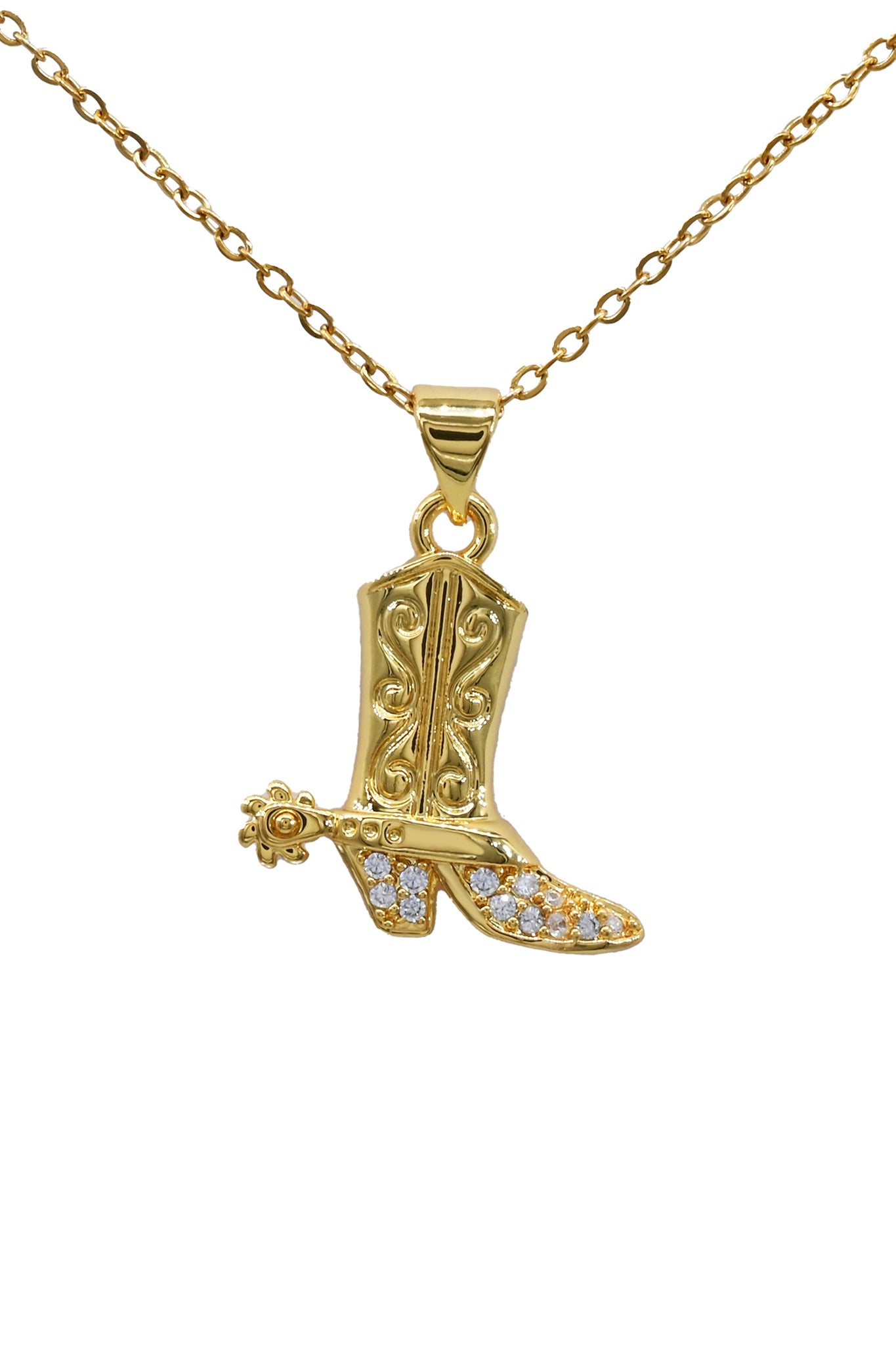 Rodeo Nights Boot Necklace in Gold