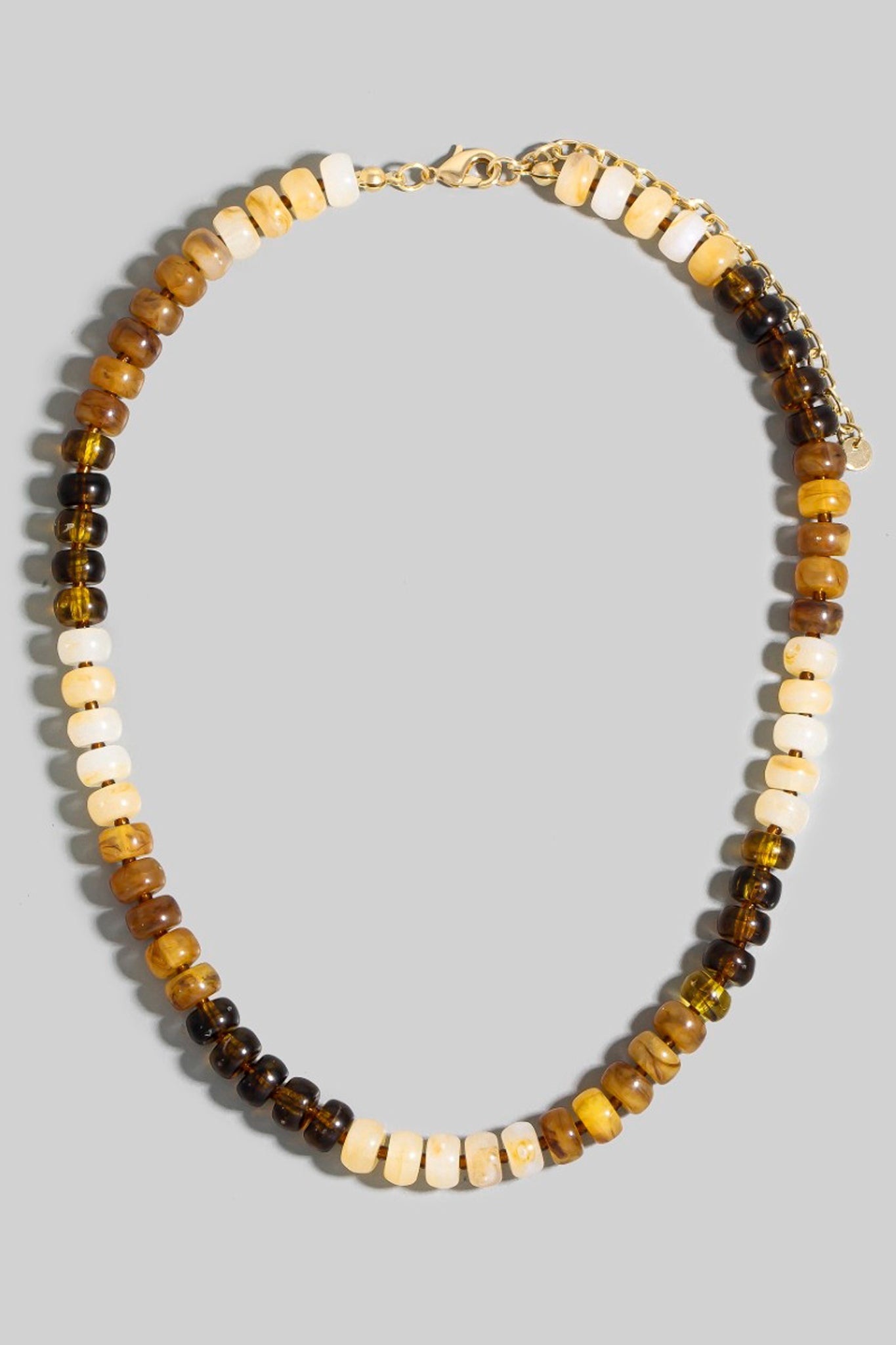 Golden Marble Beaded Necklace in Brown