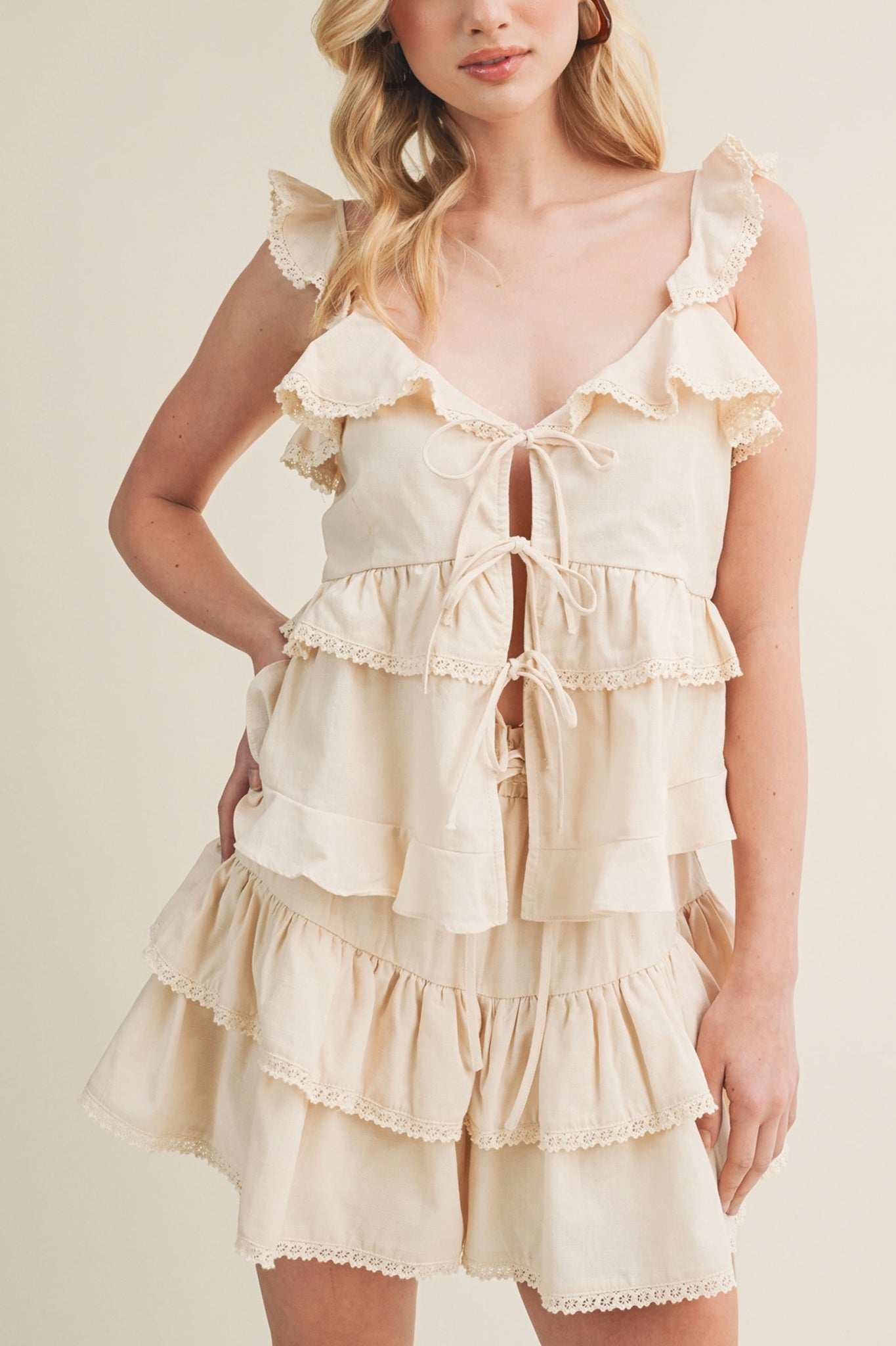 Coastal Lace Tiered Cami Top