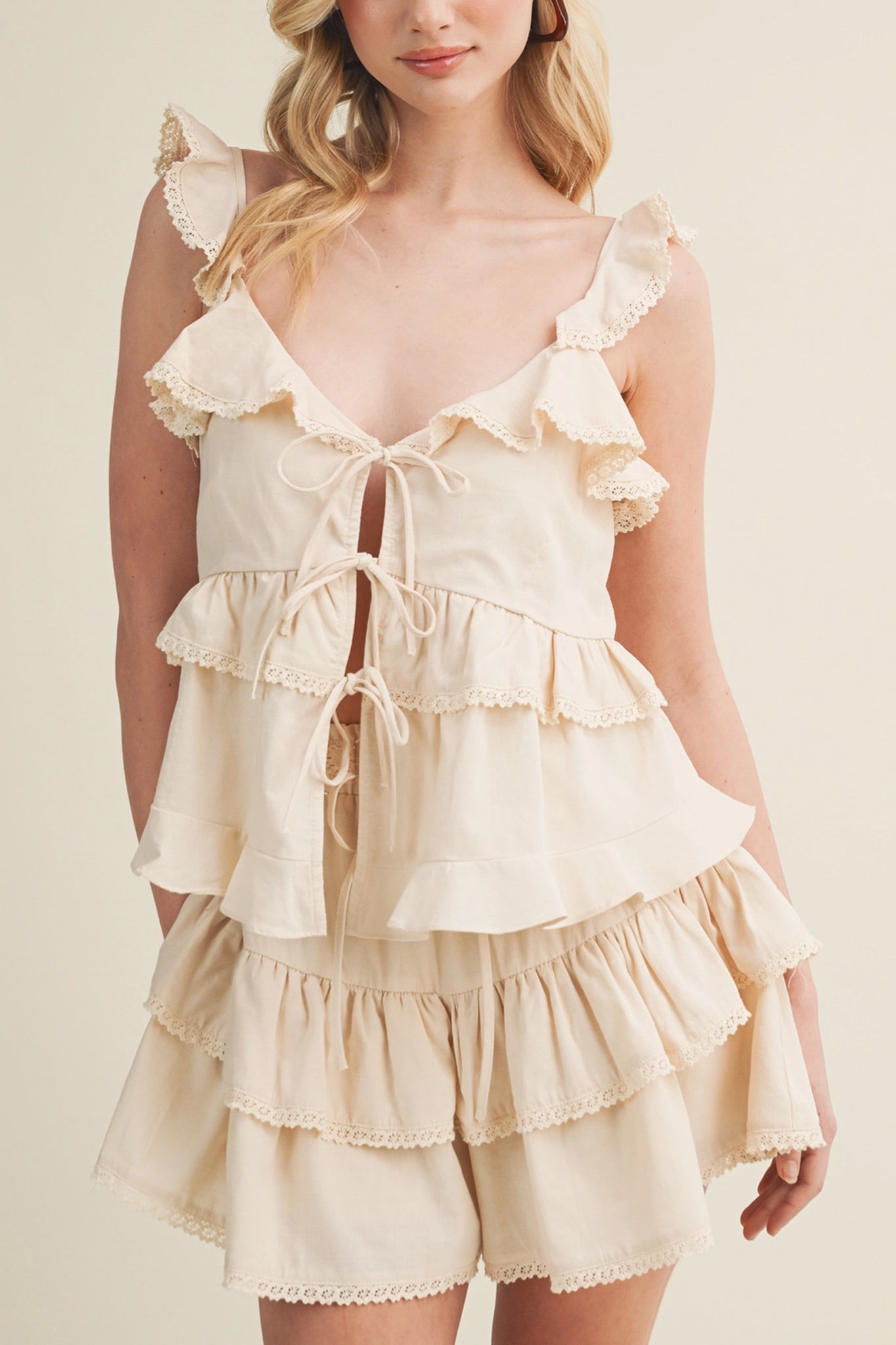 Coastal Lace Tiered Cami Top