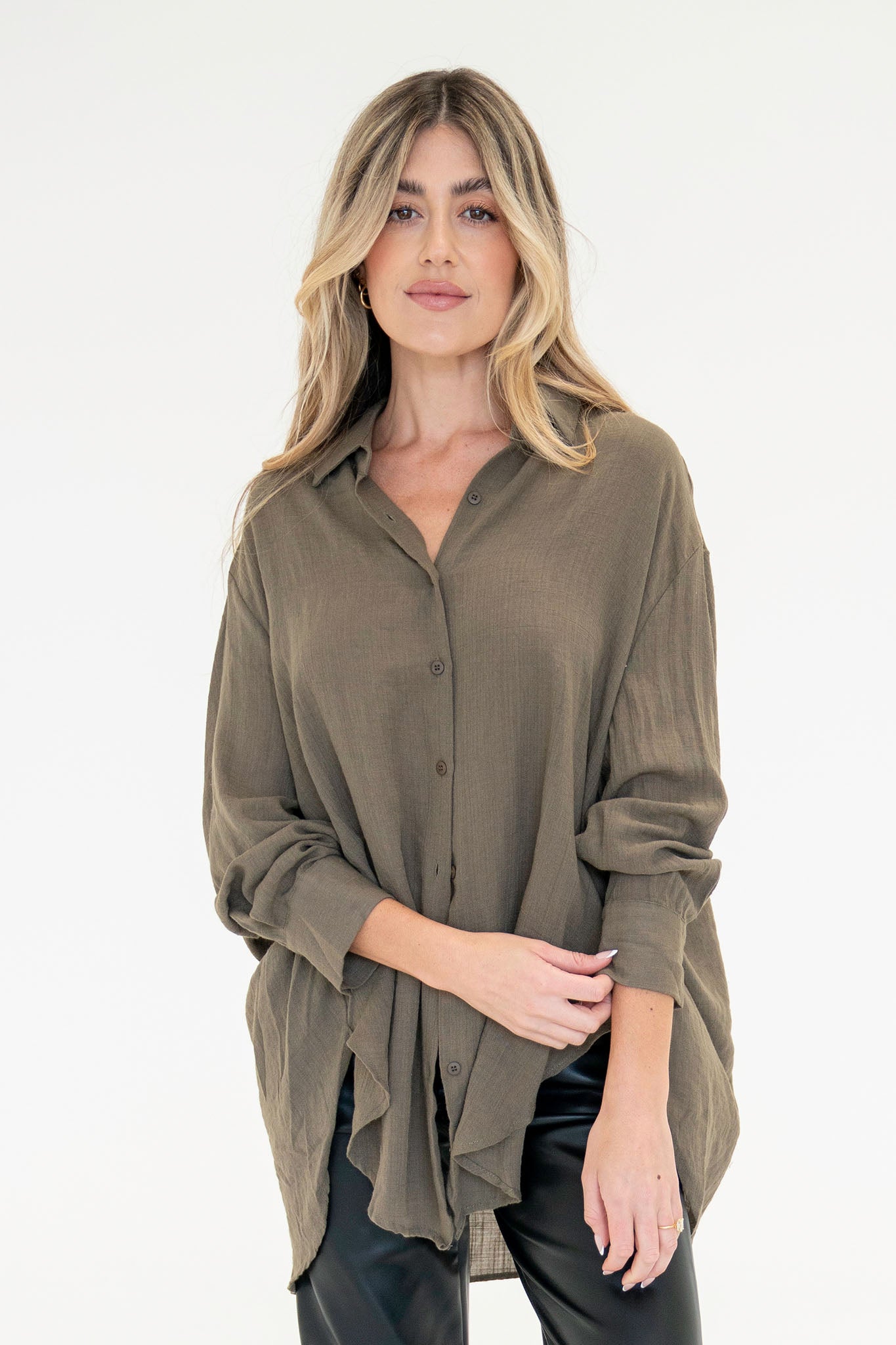 Sea Campion Oversized Shirt in Olive