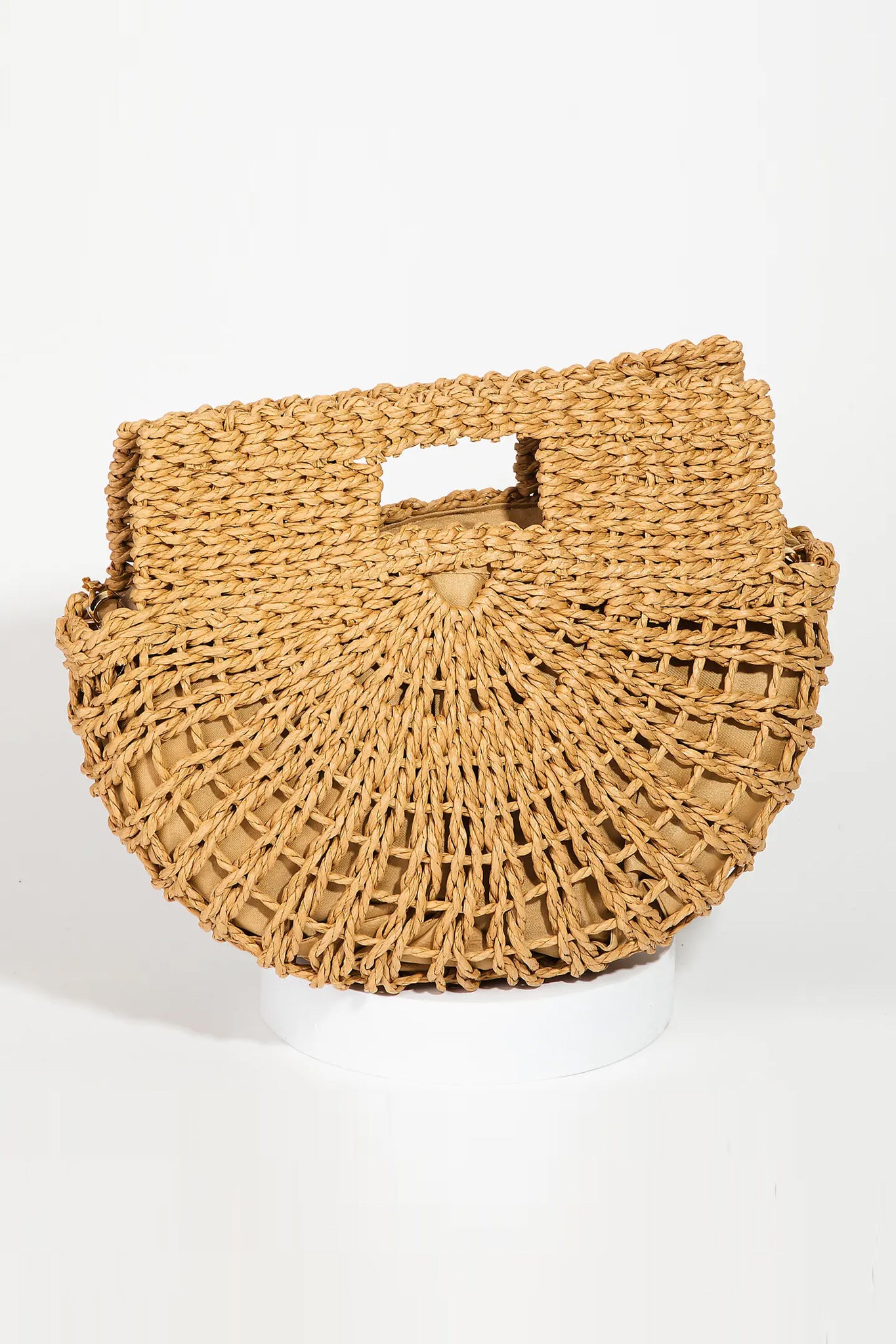 Semi Circle Tote Bag in Tan