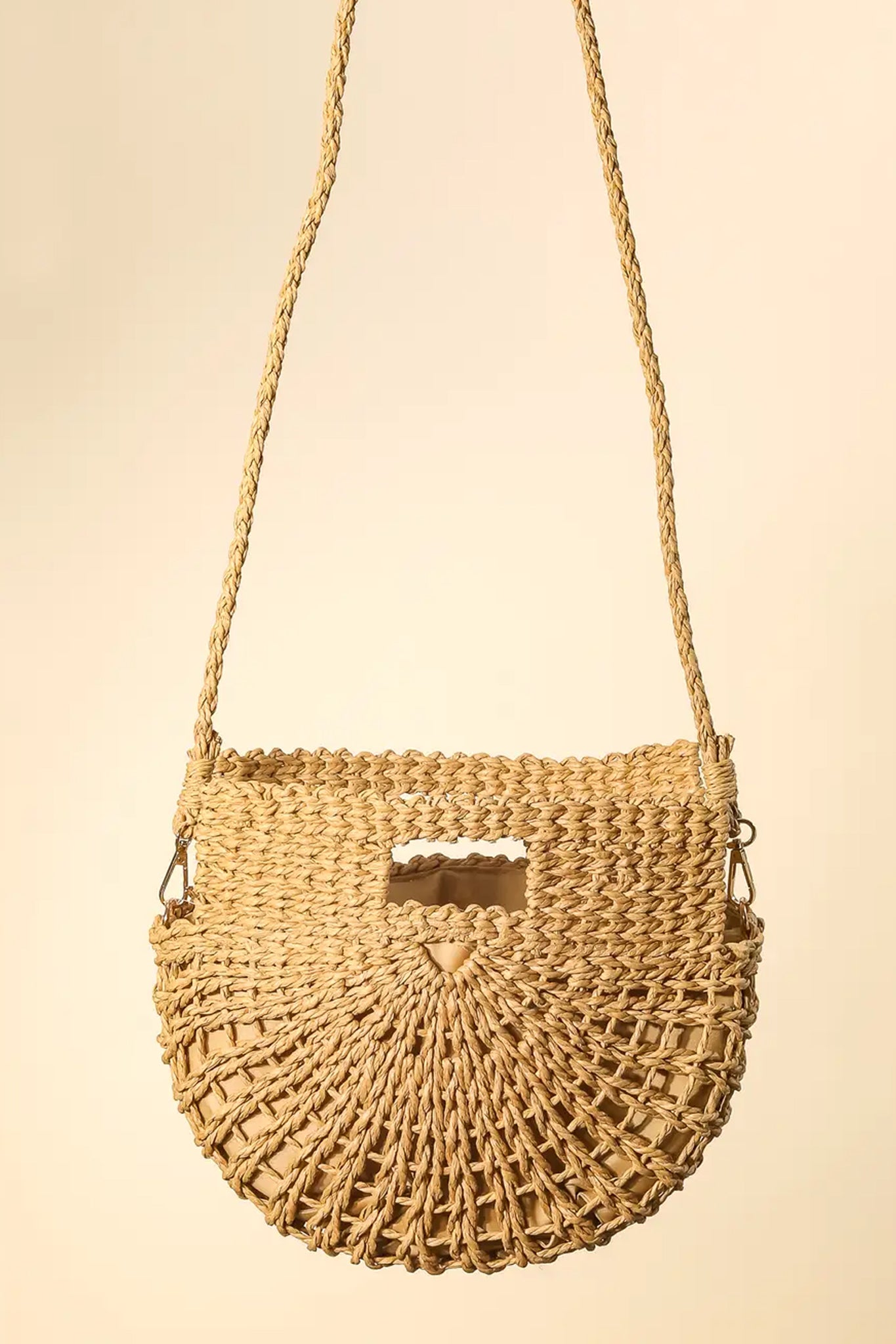 Semi Circle Tote Bag in Tan
