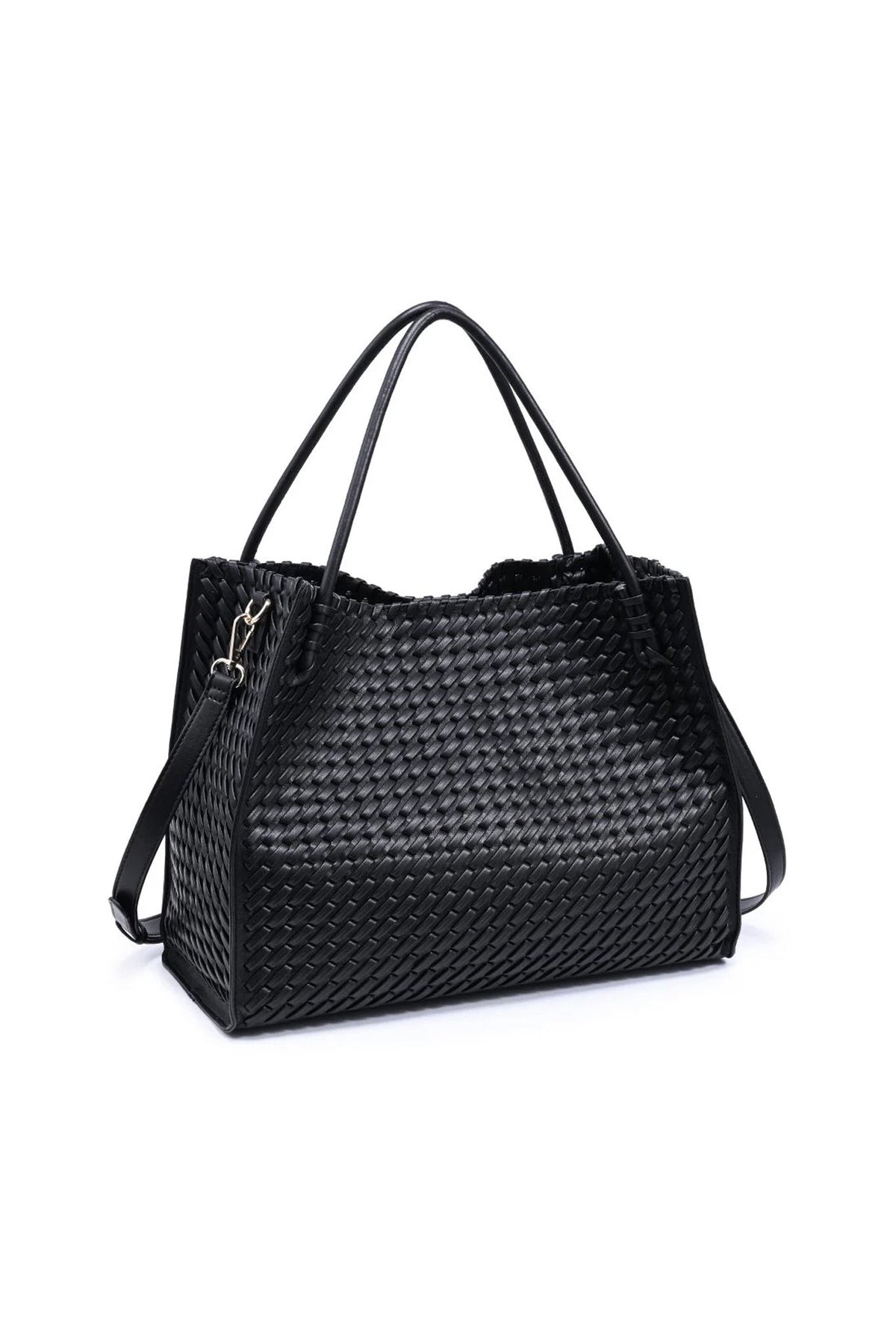 Sloane Woven Tote Bag in Black