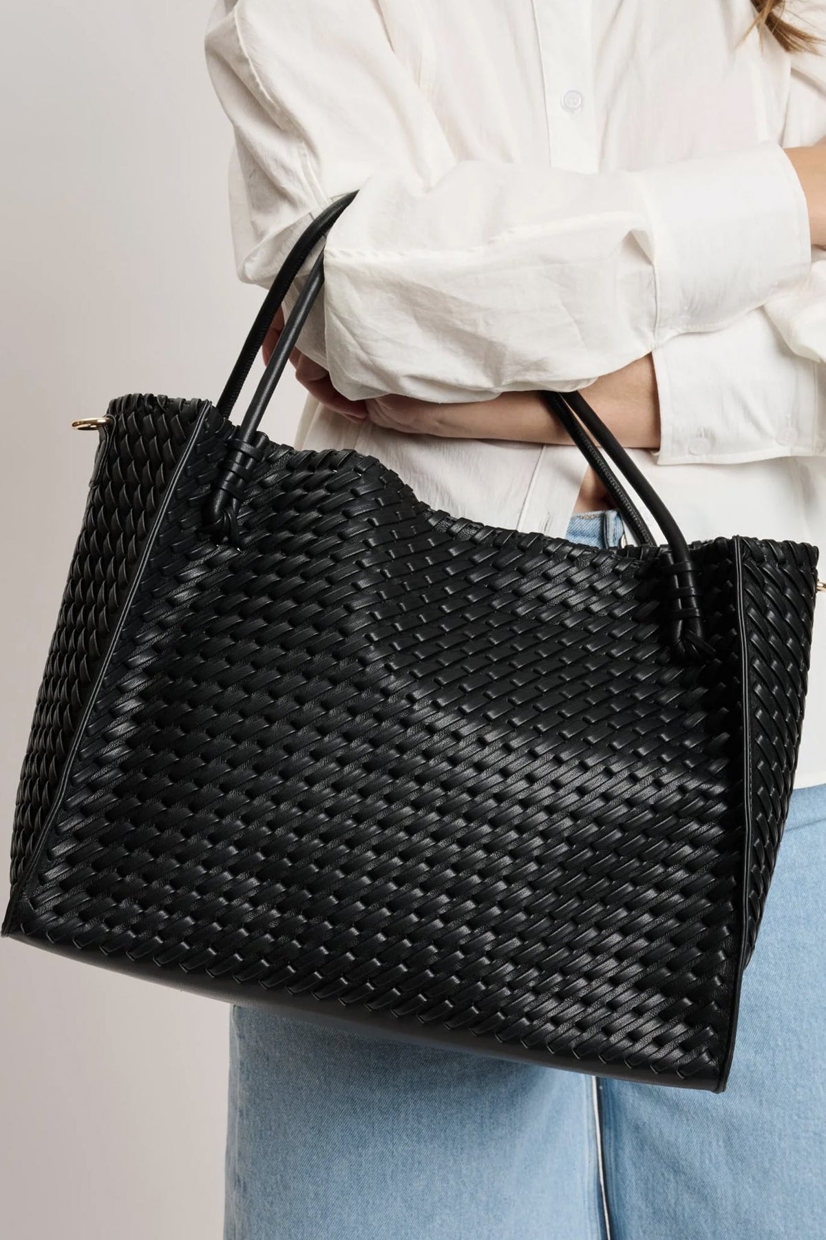 Sloane Woven Tote Bag in Black