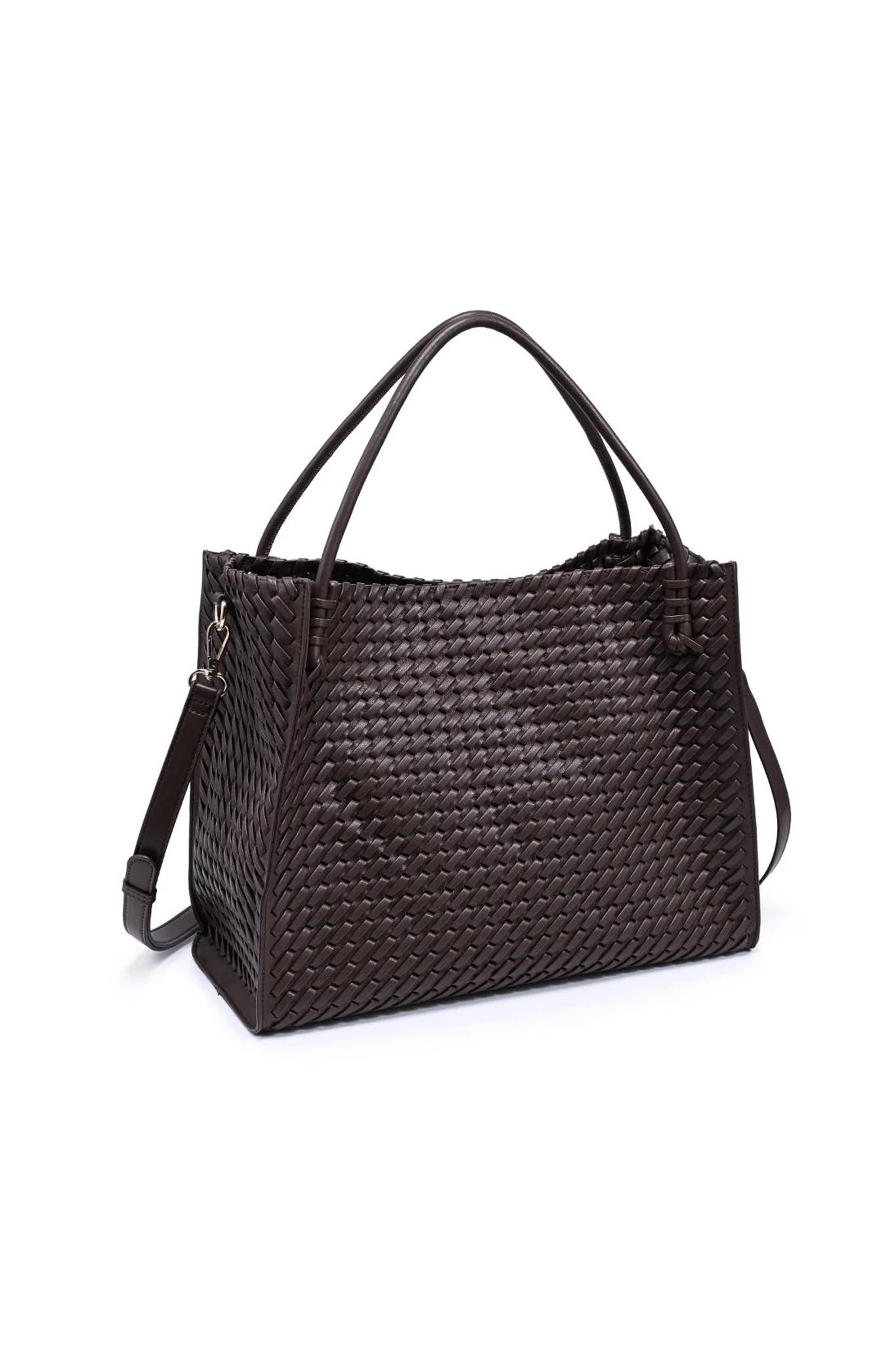 Sloane Woven Tote Bag in Chocolate