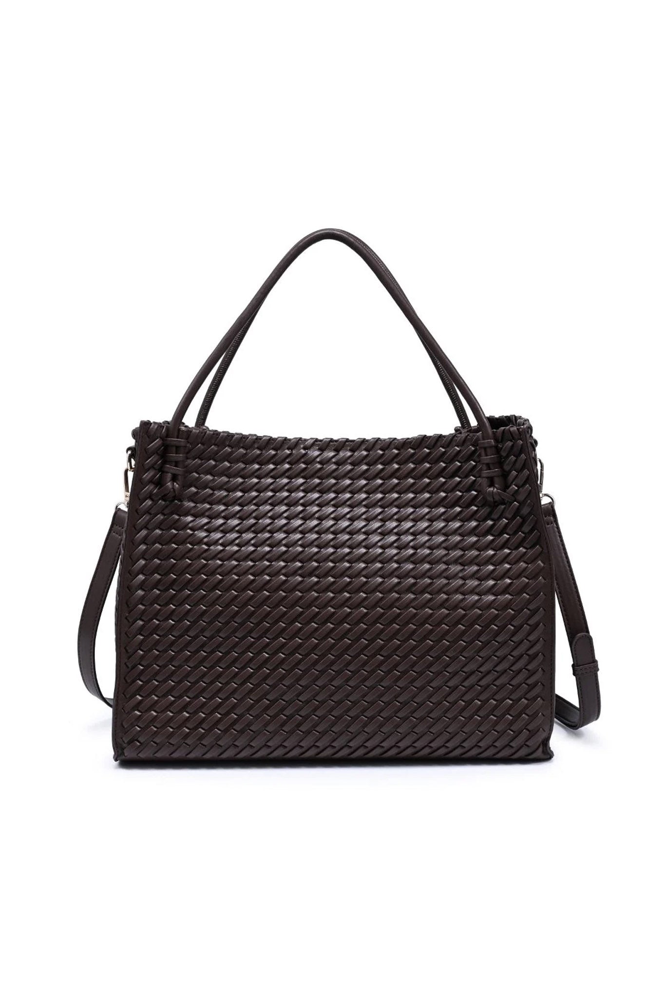 Sloane Woven Tote Bag in Chocolate