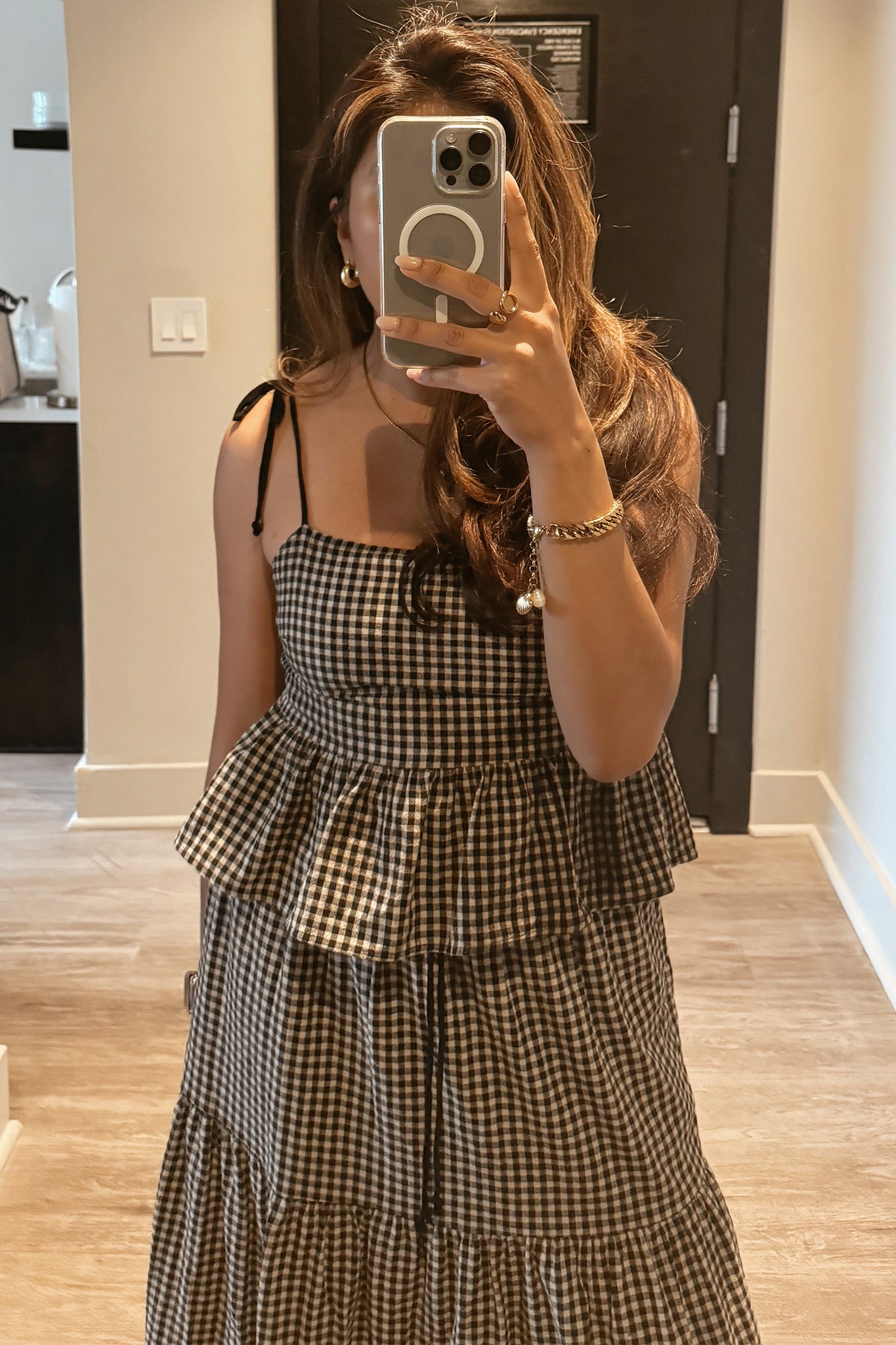 Sonora Gingham Peplum Top